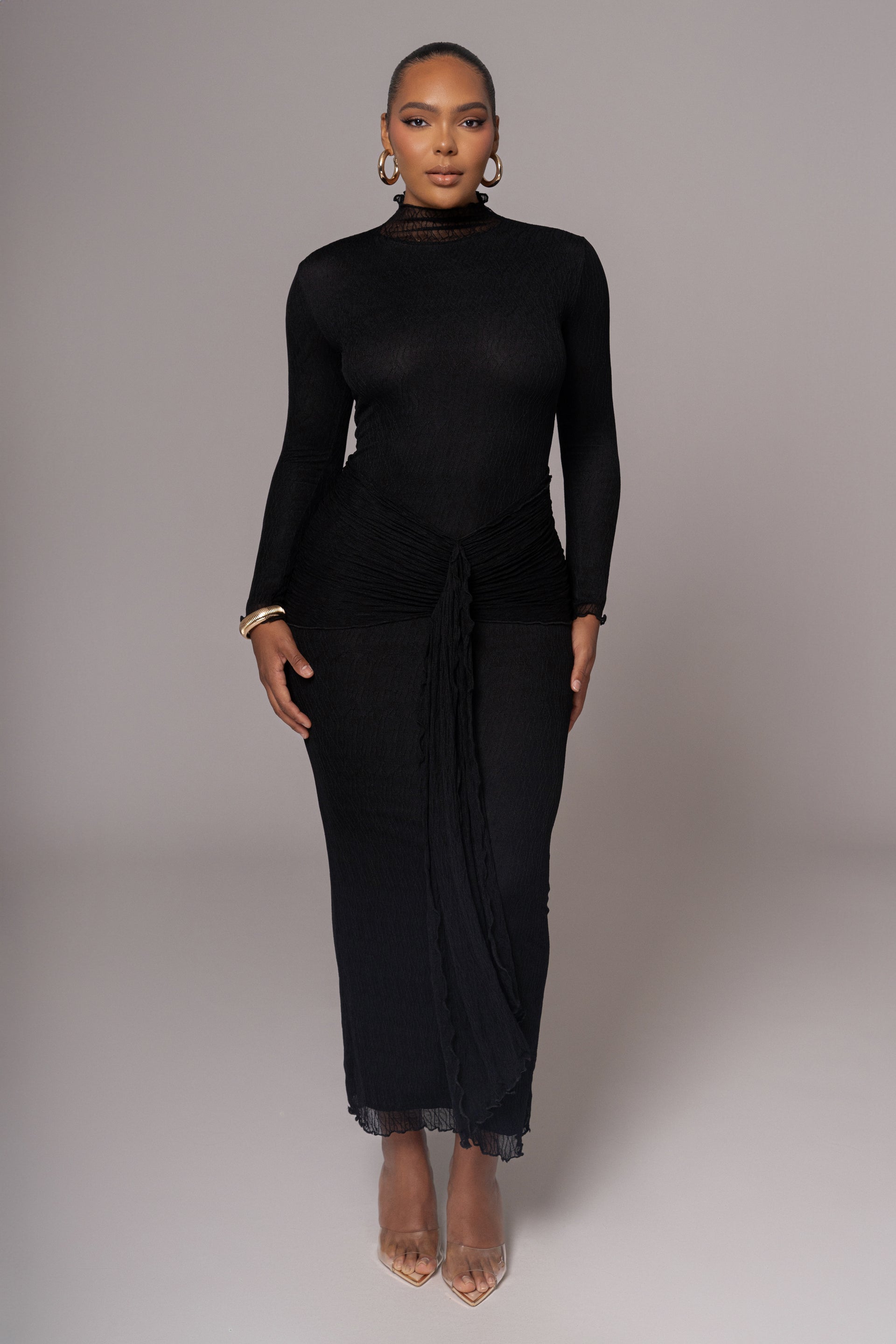 Black Drape Mock Neck Dress Black Drape Mock Neck Dress
