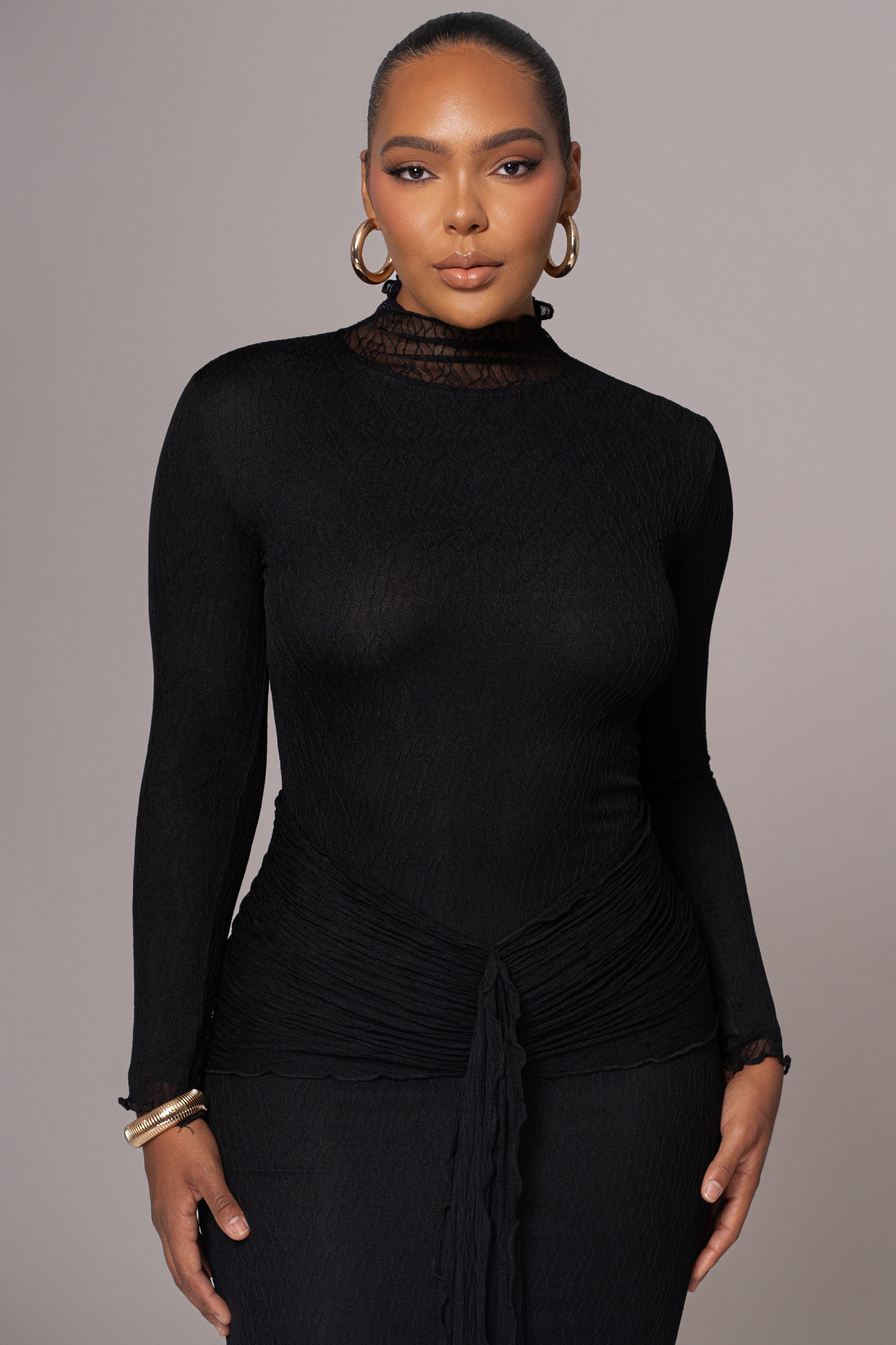 Black Drape Mock Neck Dress Black Drape Mock Neck Dress