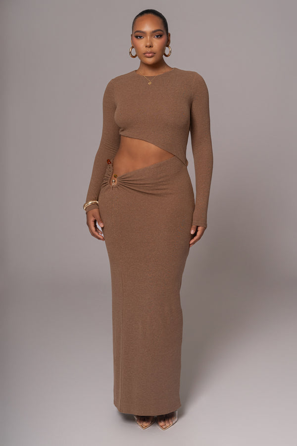 Chocolate Summer Romance Cutout Dress