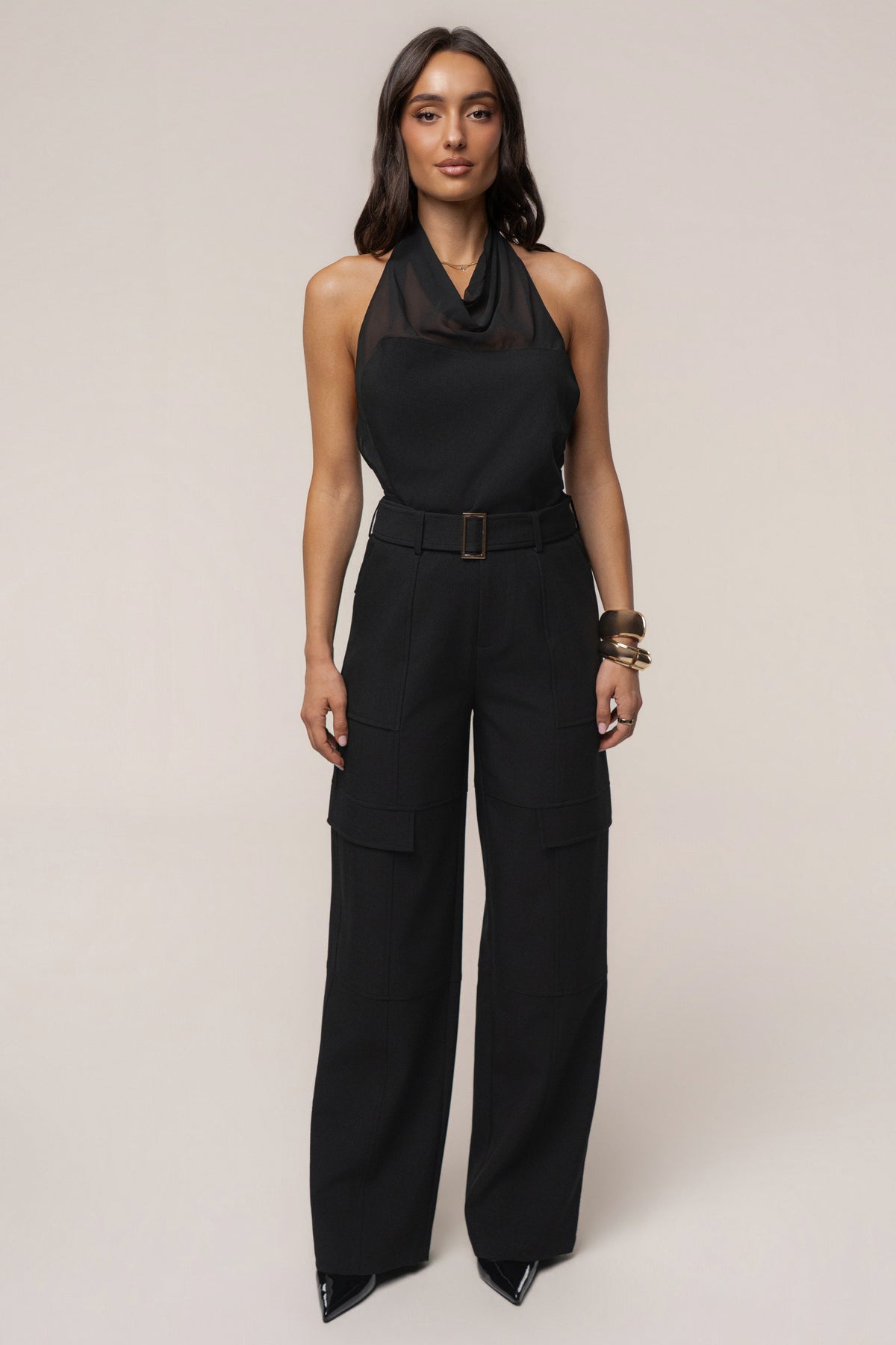 Black Status Belted Cargo Pant - JLUXLABEL