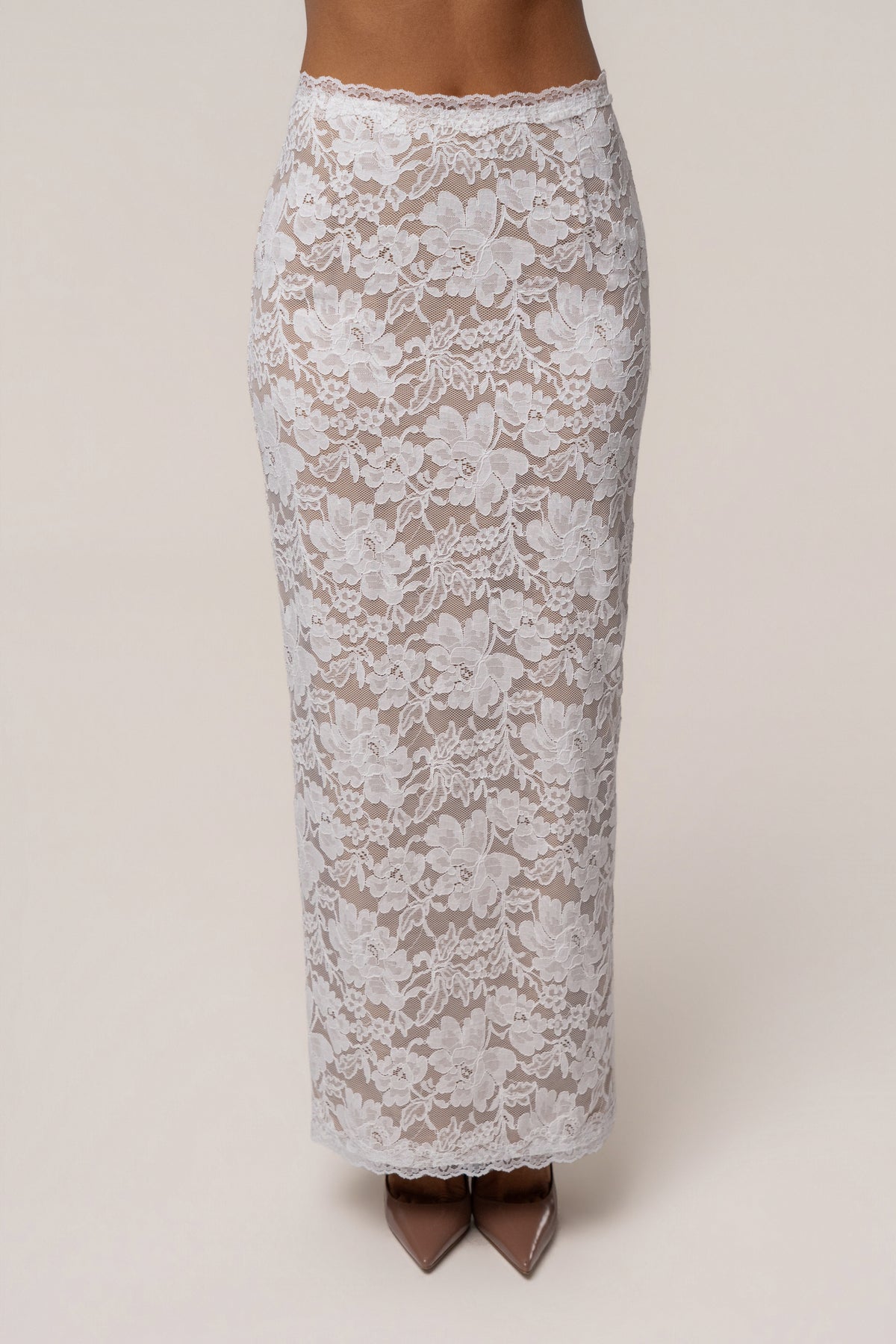 White Timeless Love Lace Maxi Skirt - JLUXLABEL