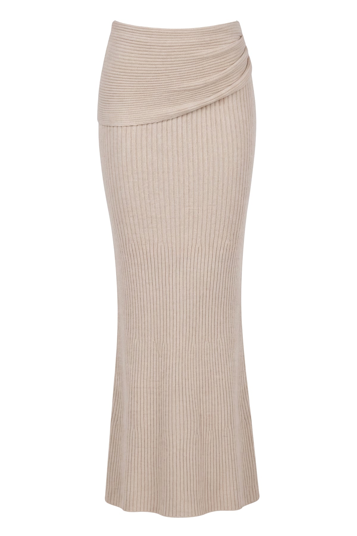 Cream Retreat Ribbed Maxi Skirt