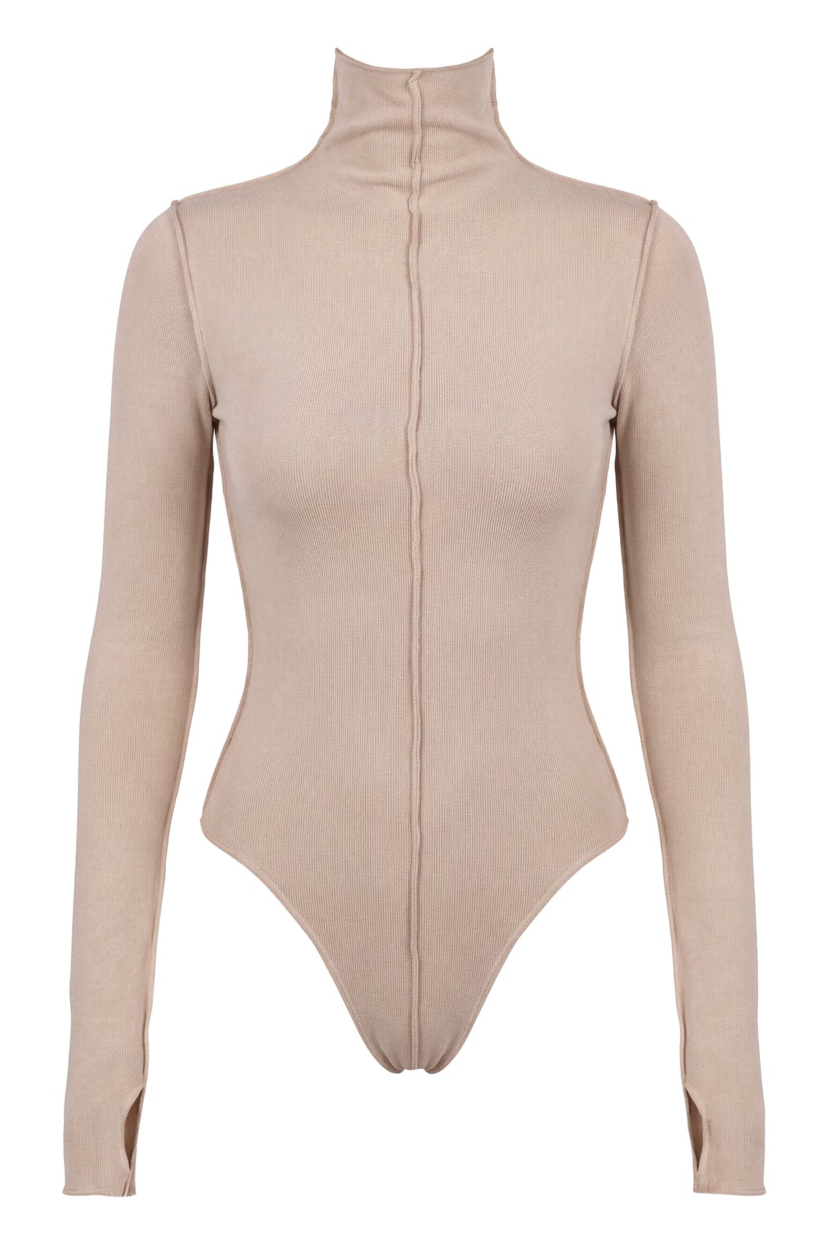 Sand Mock Neck Knit Bodysuit