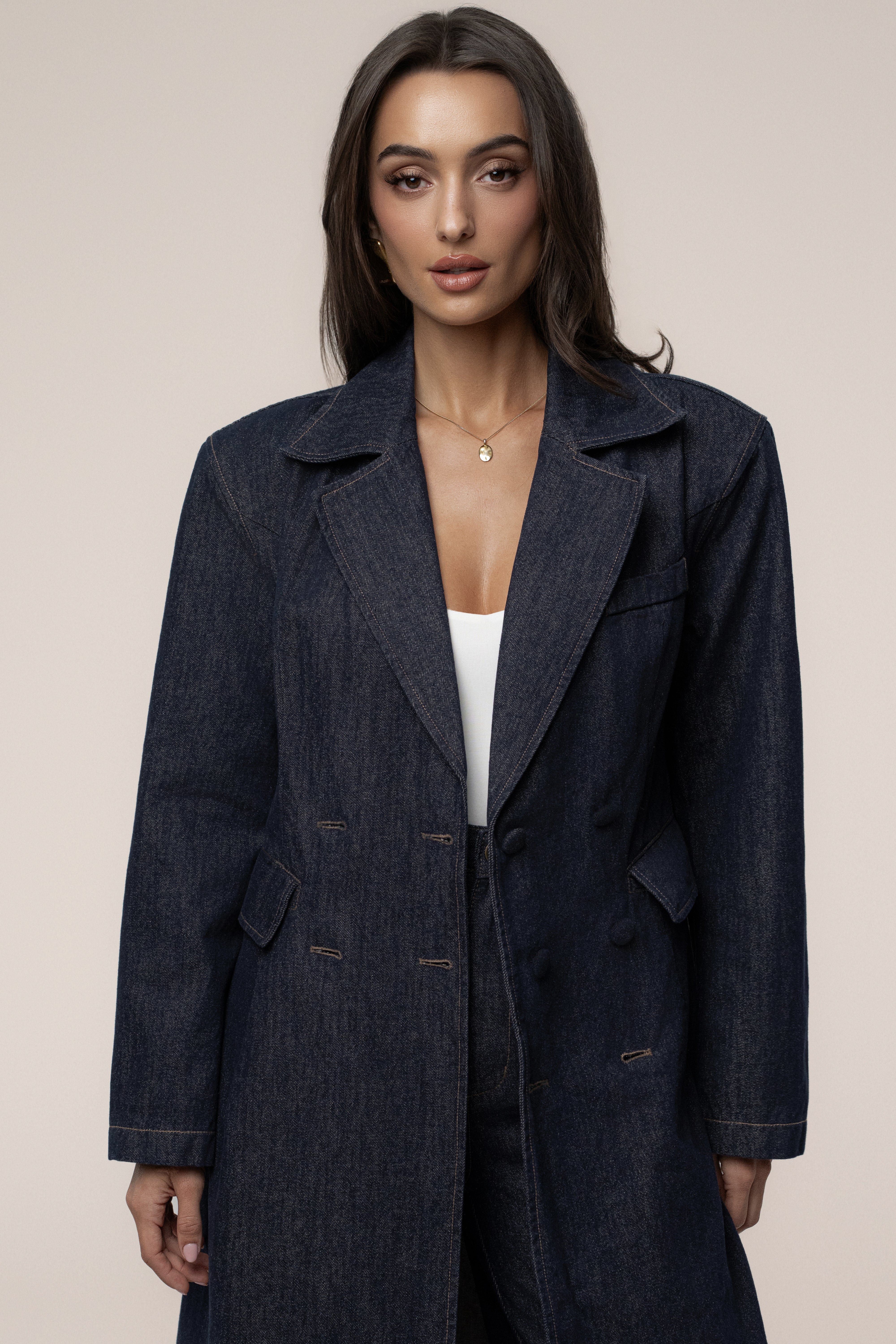 Dark Denim Signature Coat - JLUXLABEL