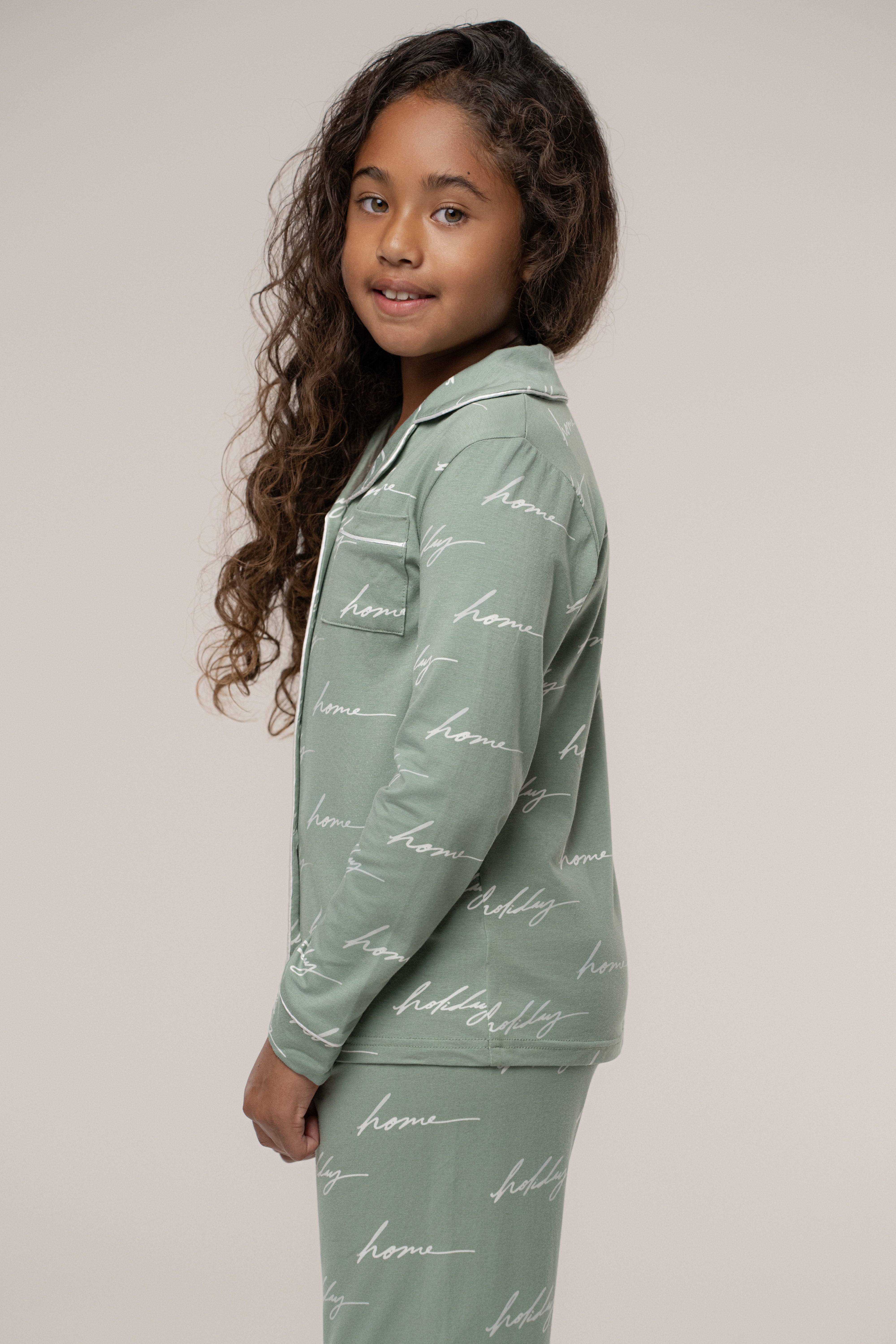 Sage Home For The Holidays Kids Pajama Set - JLUXLABEL