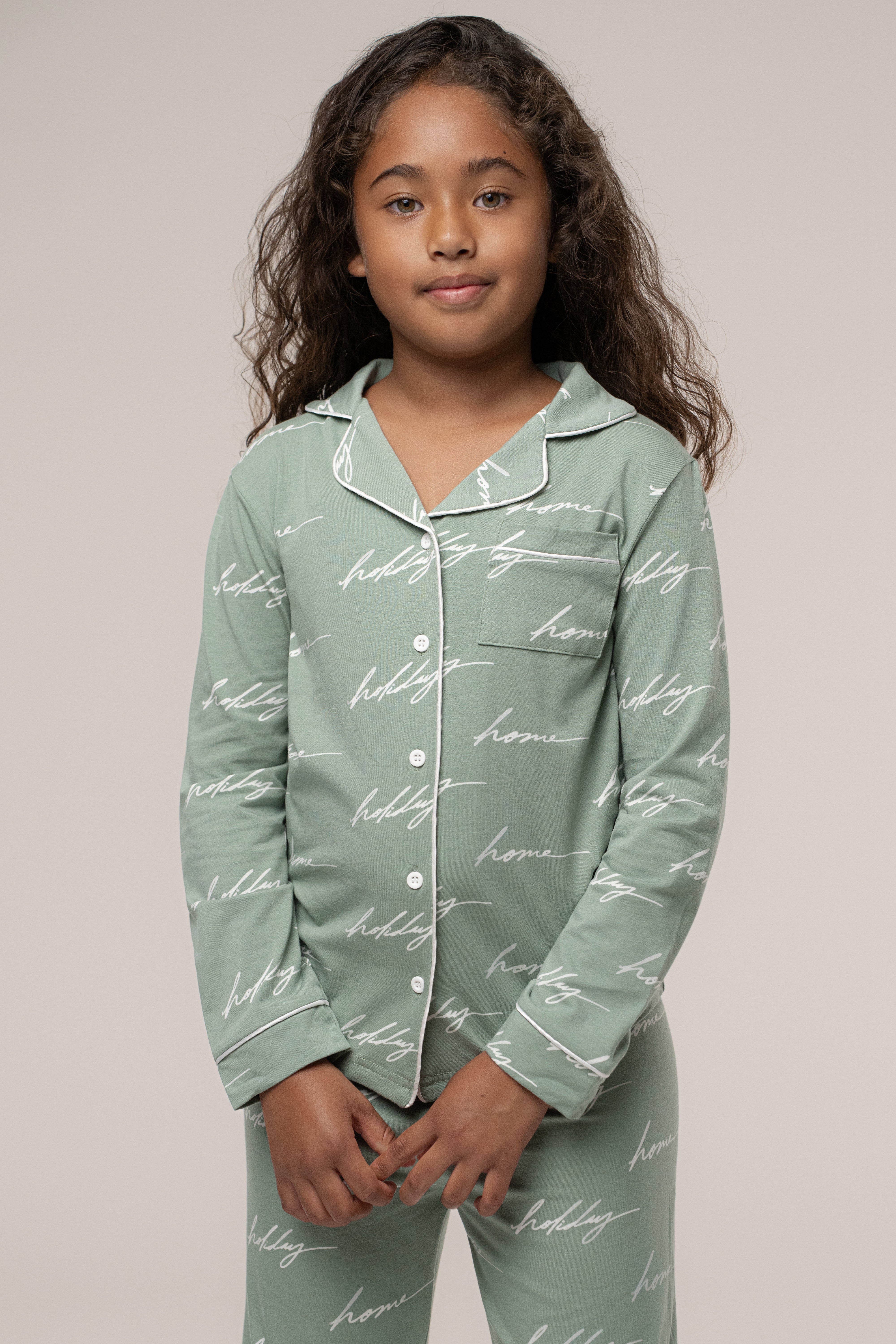 Sage Home For The Holidays Kids Pajama Set - JLUXLABEL