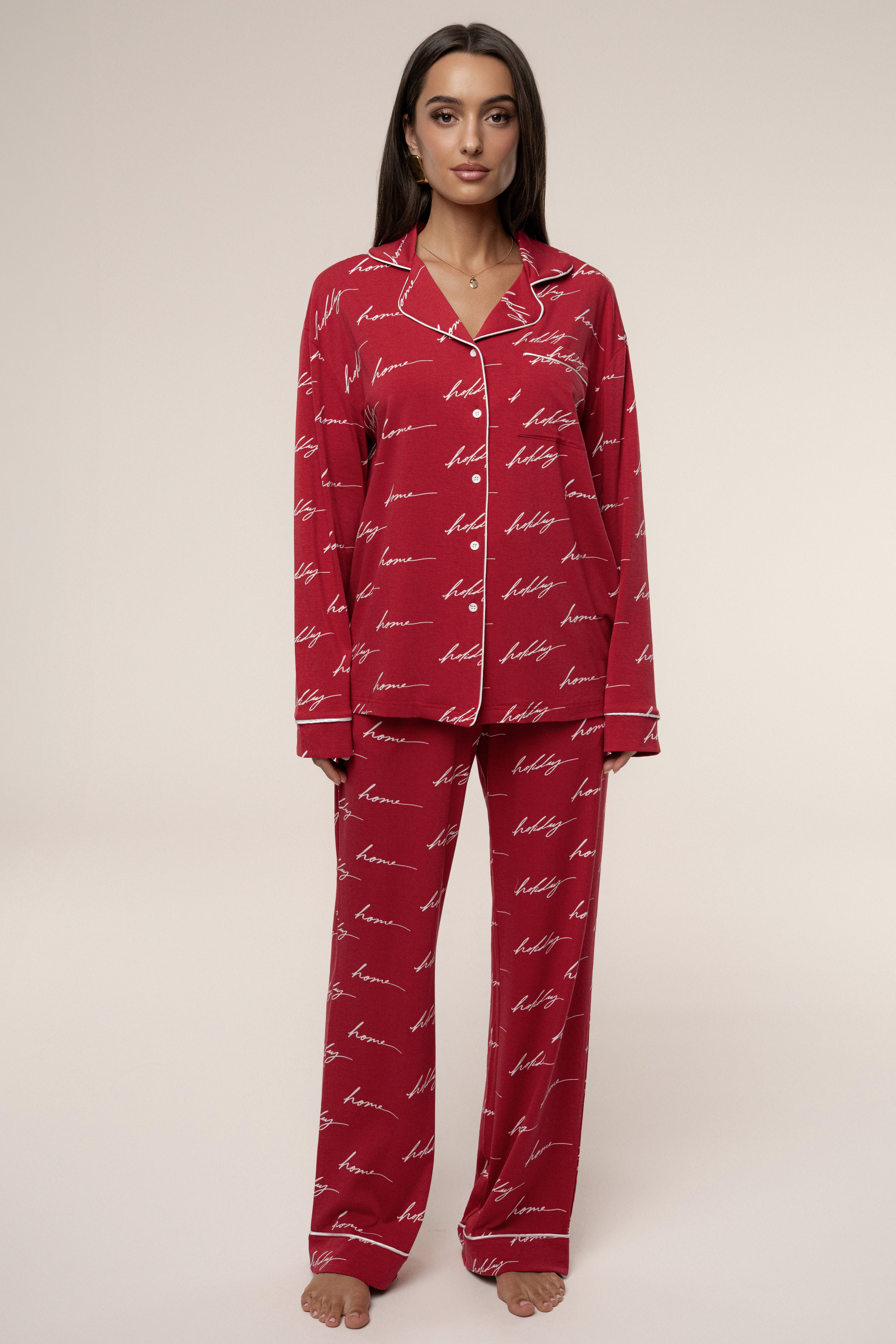 Merry Red Home For The Holidays Adult Pajama Set