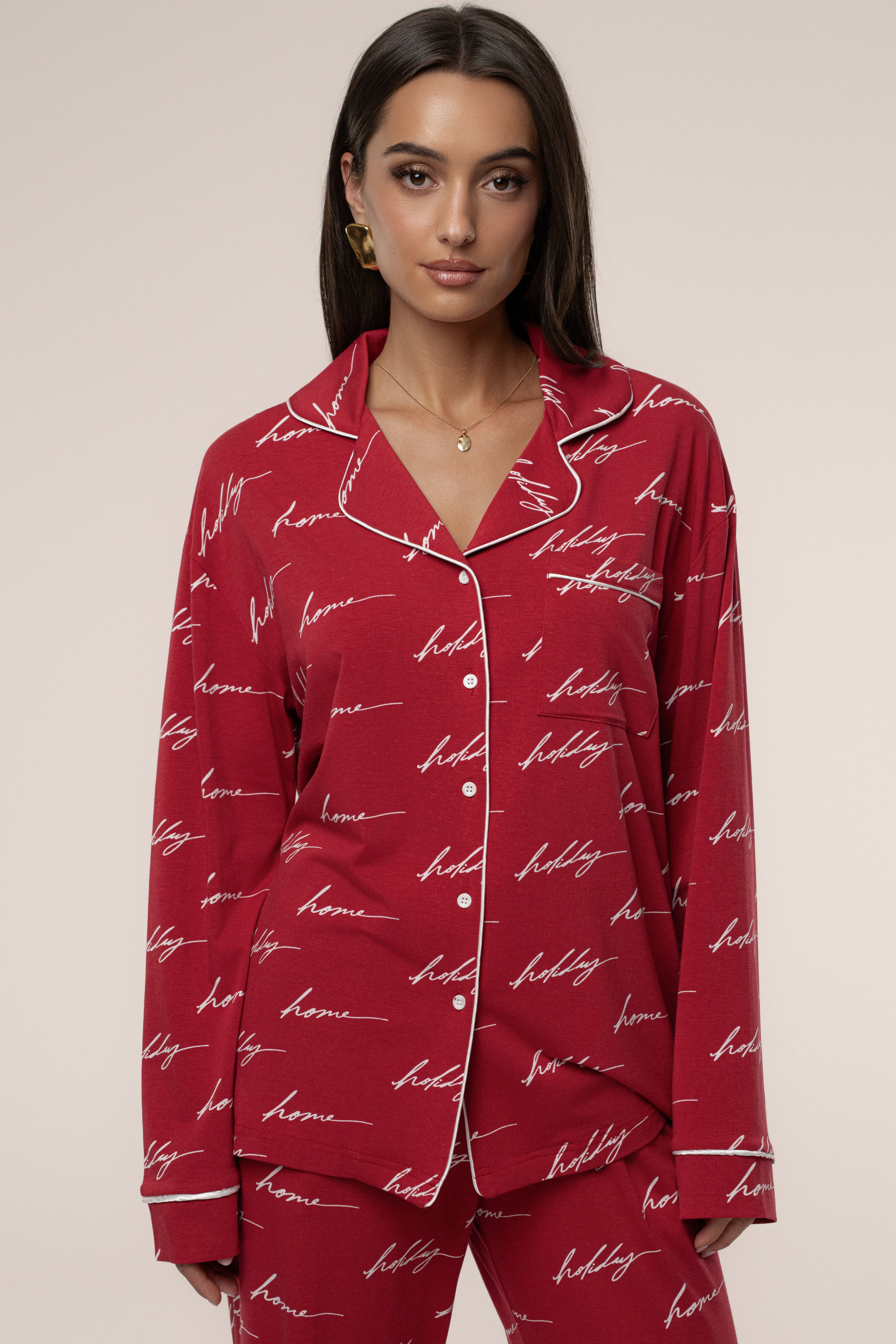 Merry Red Home For The Holidays Adult Pajama Set