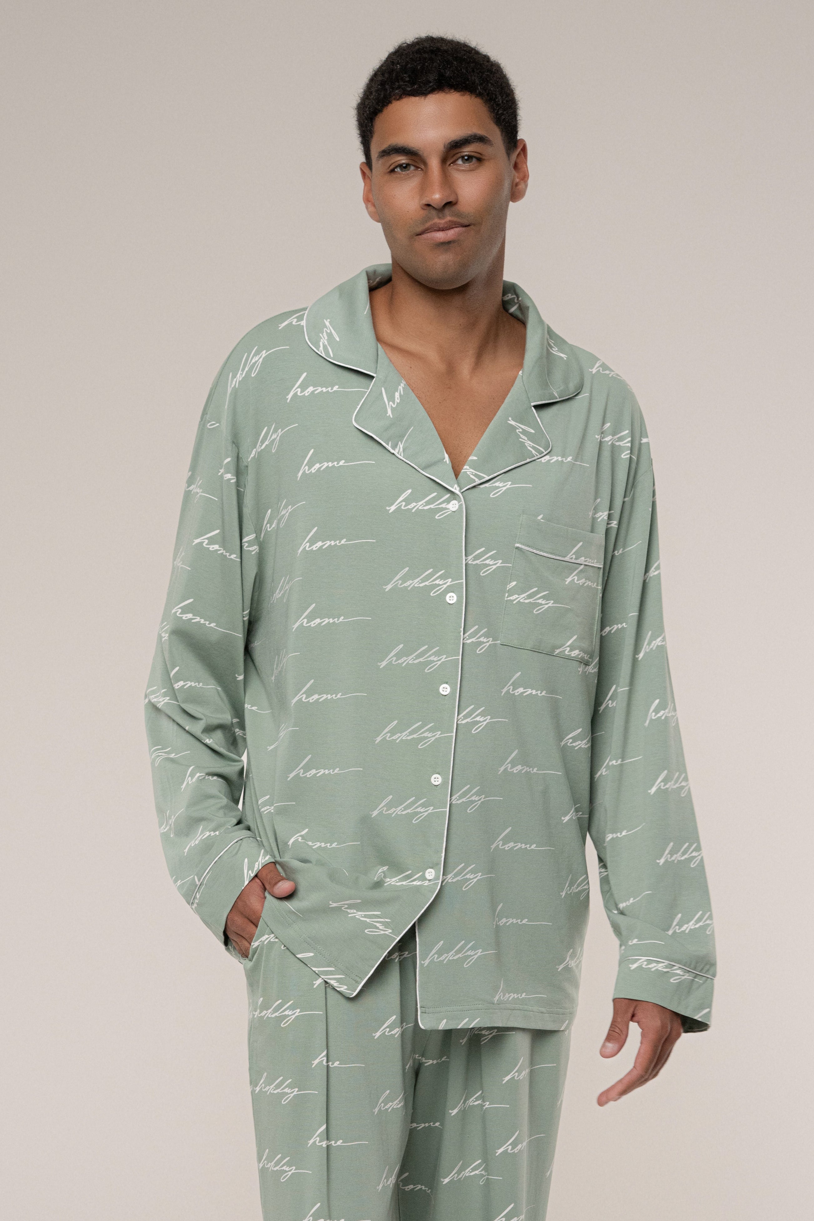 Sage Home For The Holidays Adult Pajama Set - JLUXLABEL