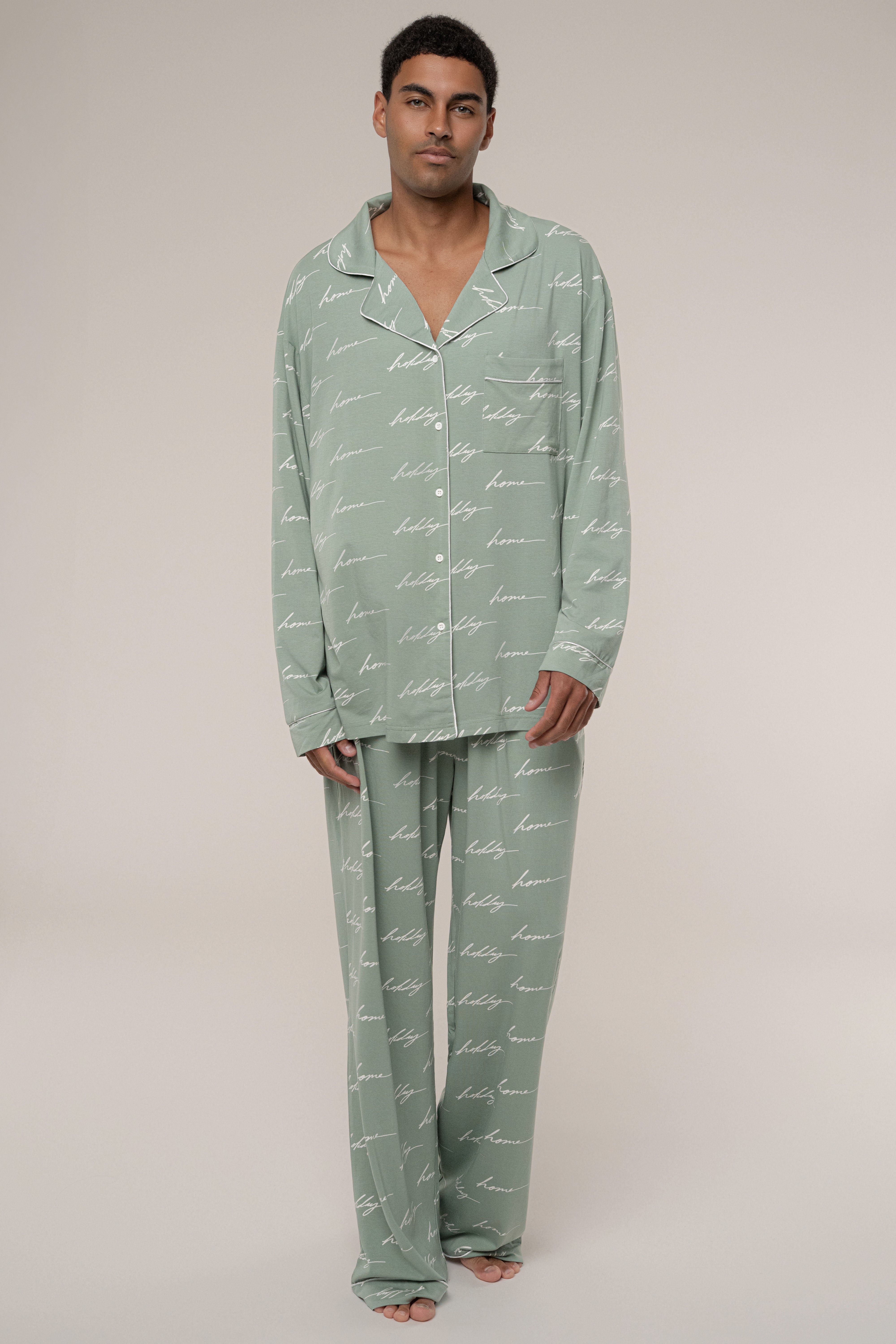 Sage Home For The Holidays Adult Pajama Set - JLUXLABEL