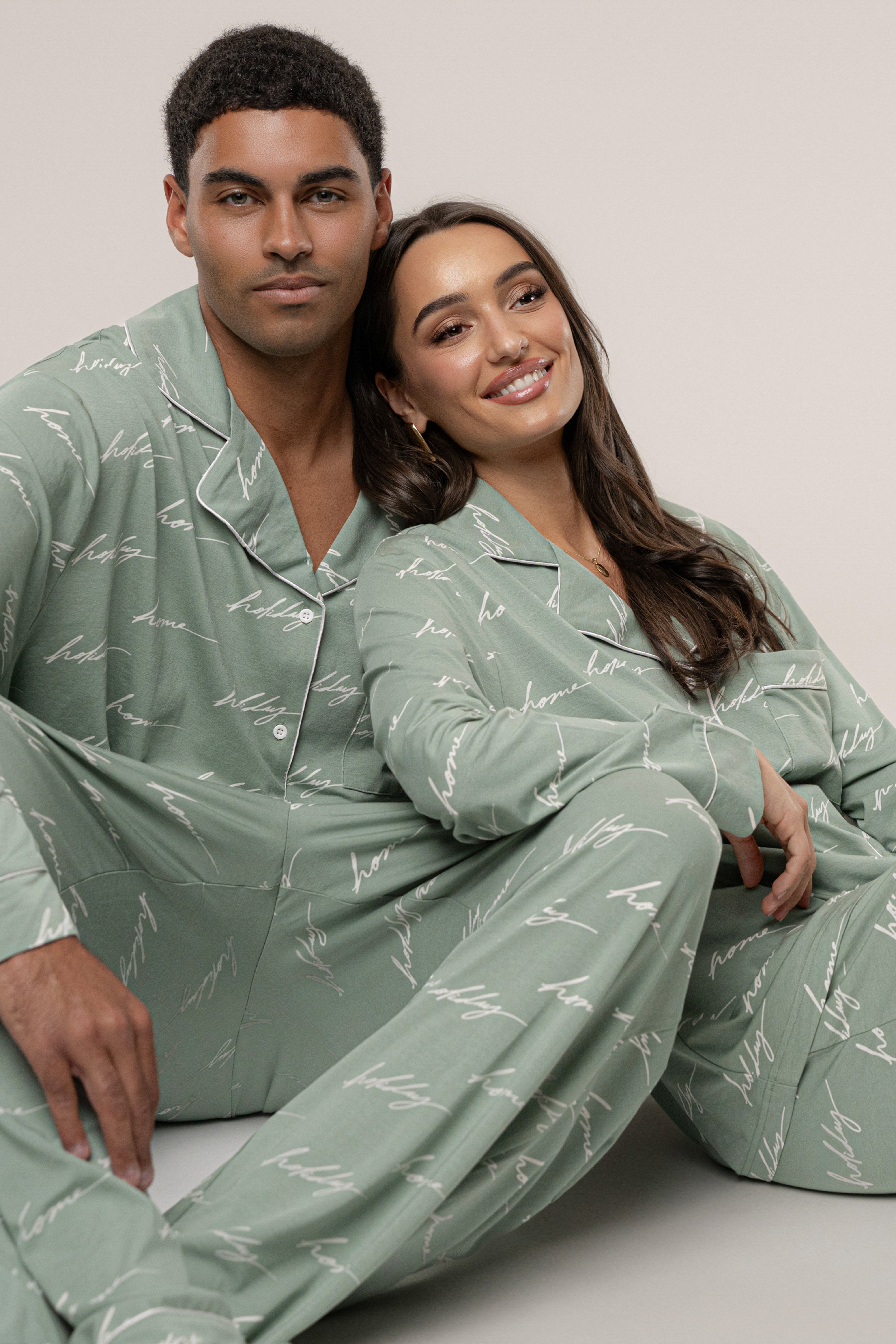 Sage Home For The Holidays Adult Pajama Set - JLUXLABEL
