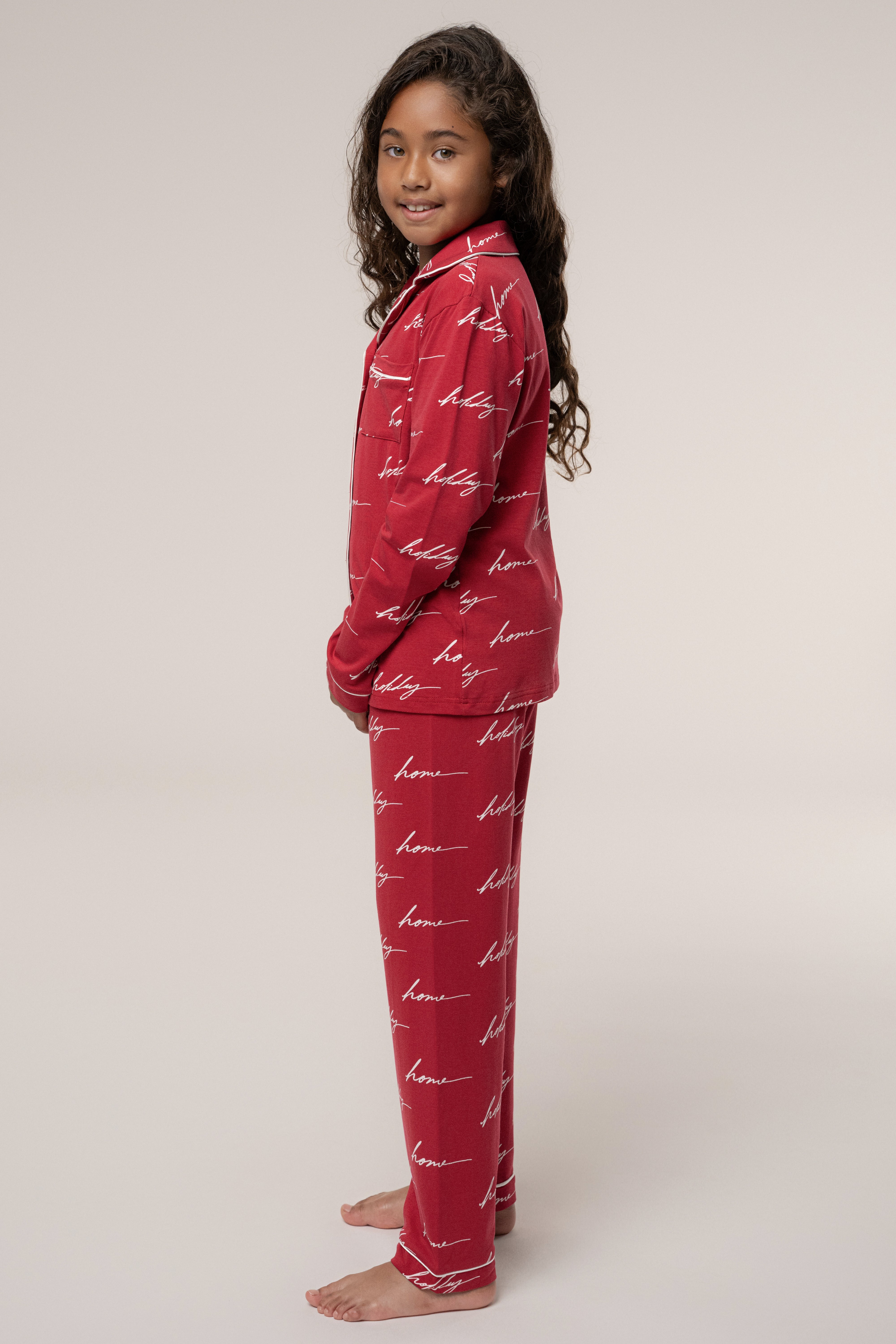 Merry Red Home For The Holidays Kids Pajama Set - JLUXLABEL