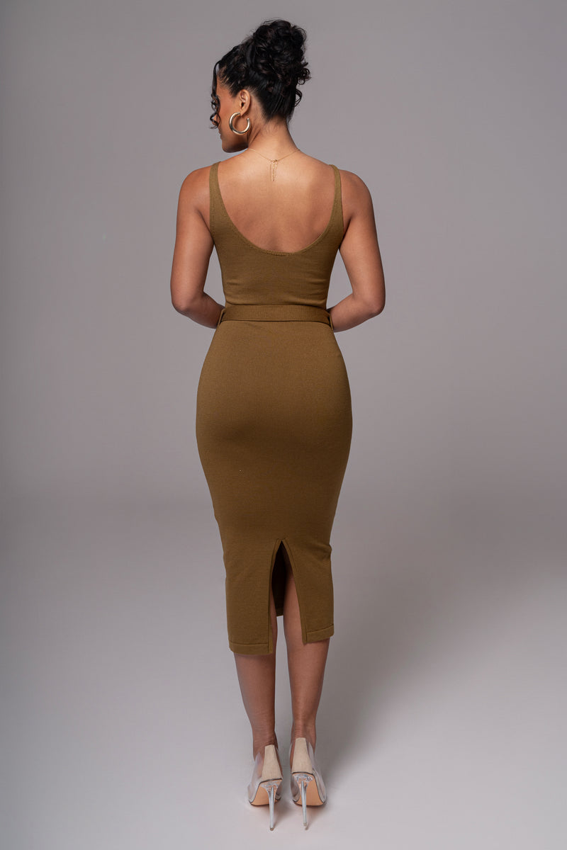 Olive Belted Envy Midi Dress