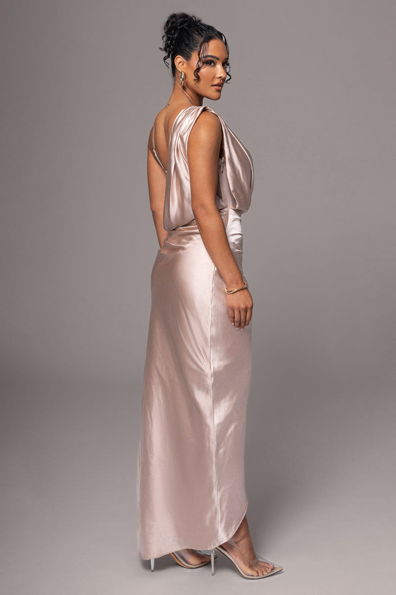 Robe Maxi Drapeé Champagne Anastacia