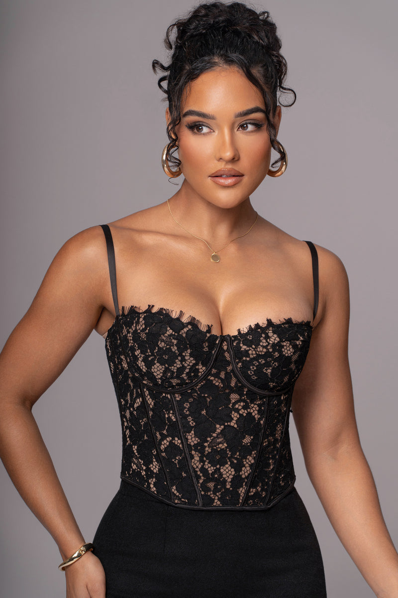 Top Bustier en Dentelle Grecia Noir