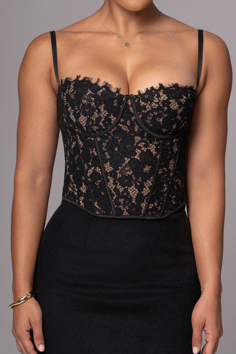 Top Bustier en Dentelle Grecia Noir