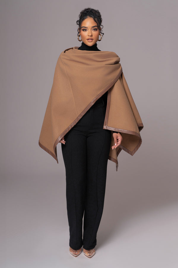 Camel Felt And Faux Leather Shawl