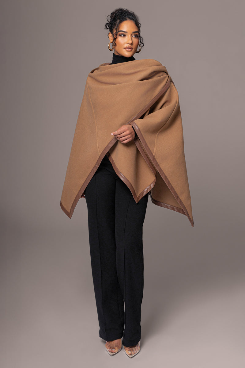 Camel Felt And Faux Leather Shawl