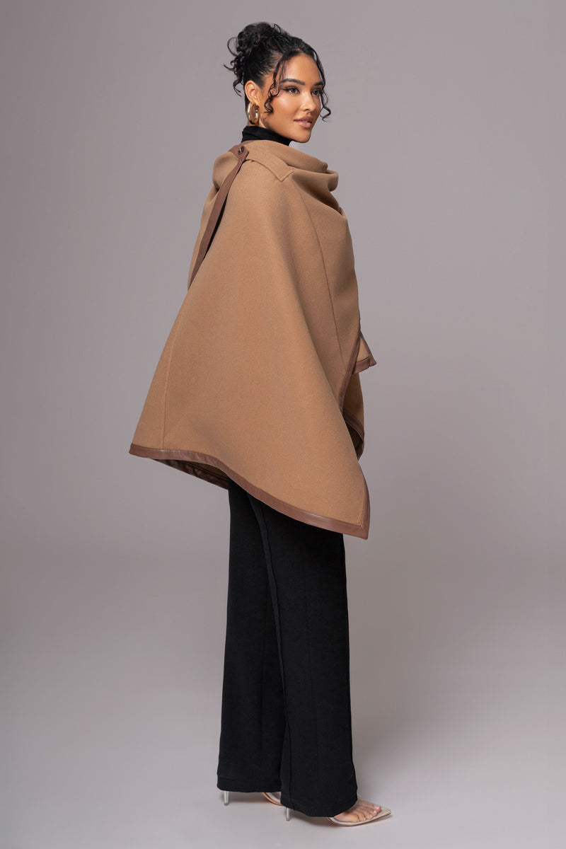 Camel Felt And Faux Leather Shawl