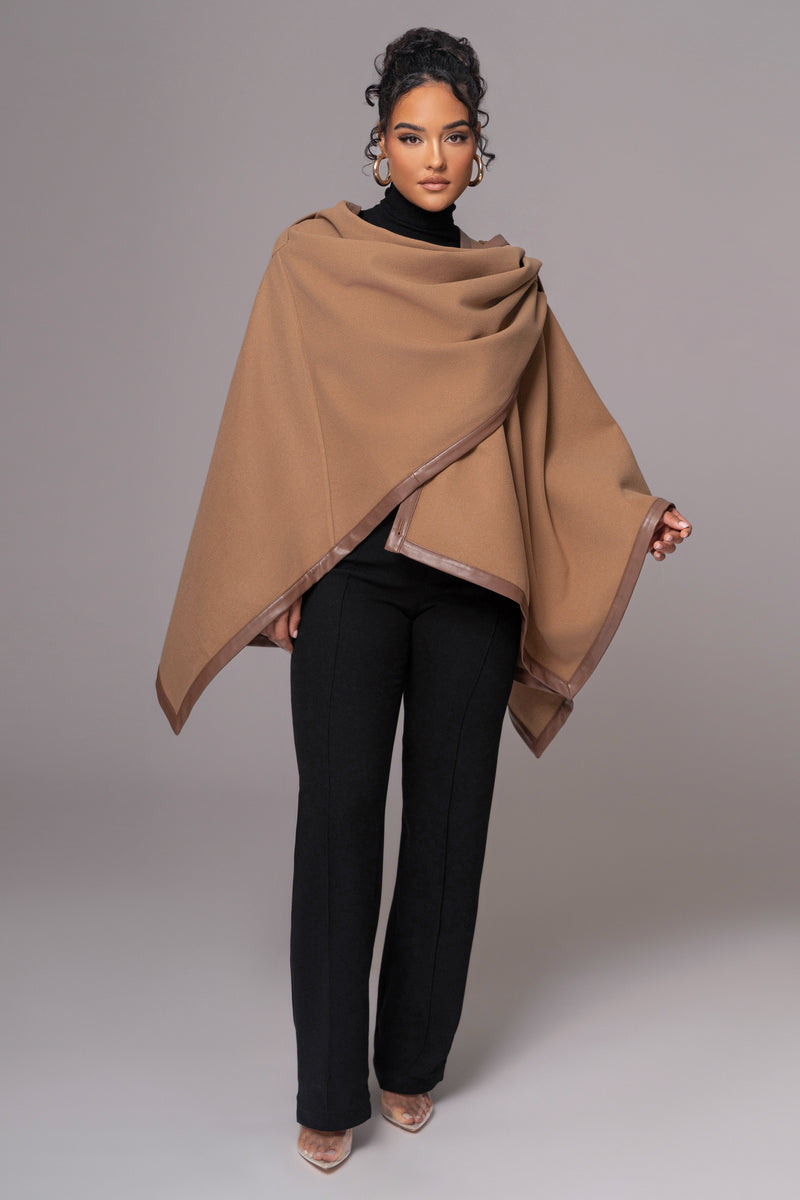 Camel Felt And Faux Leather Shawl