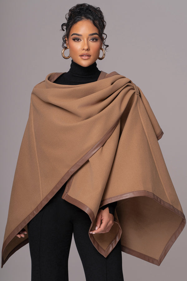 Camel Felt And Faux Leather Shawl