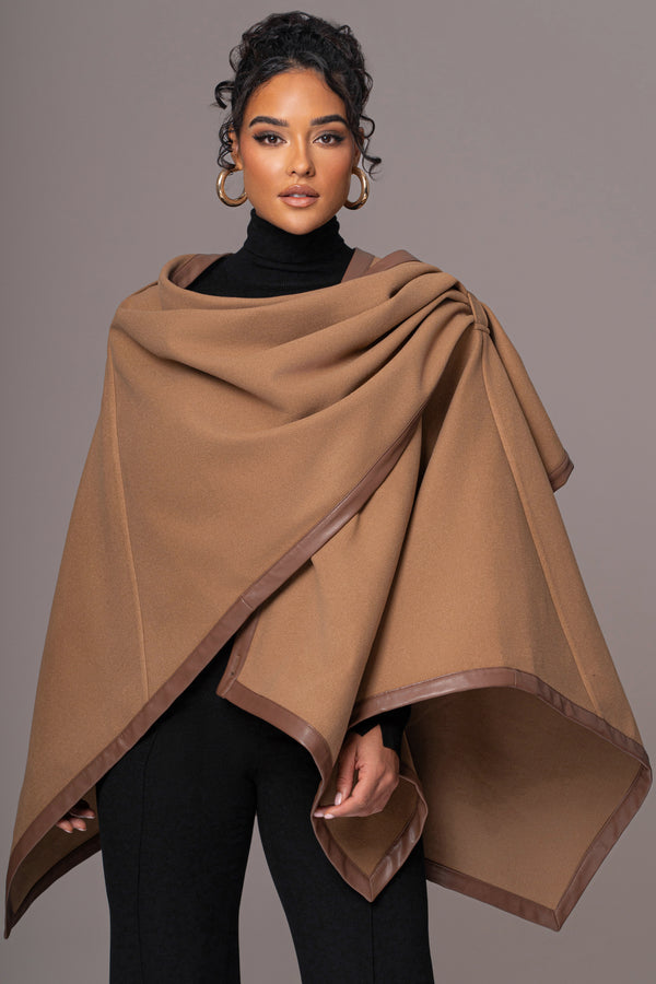 Camel Felt And Faux Leather Shawl