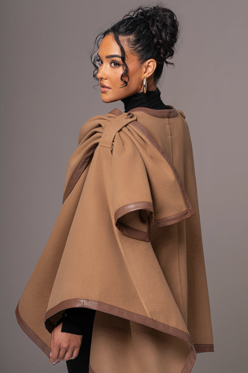 Camel Felt And Faux Leather Shawl