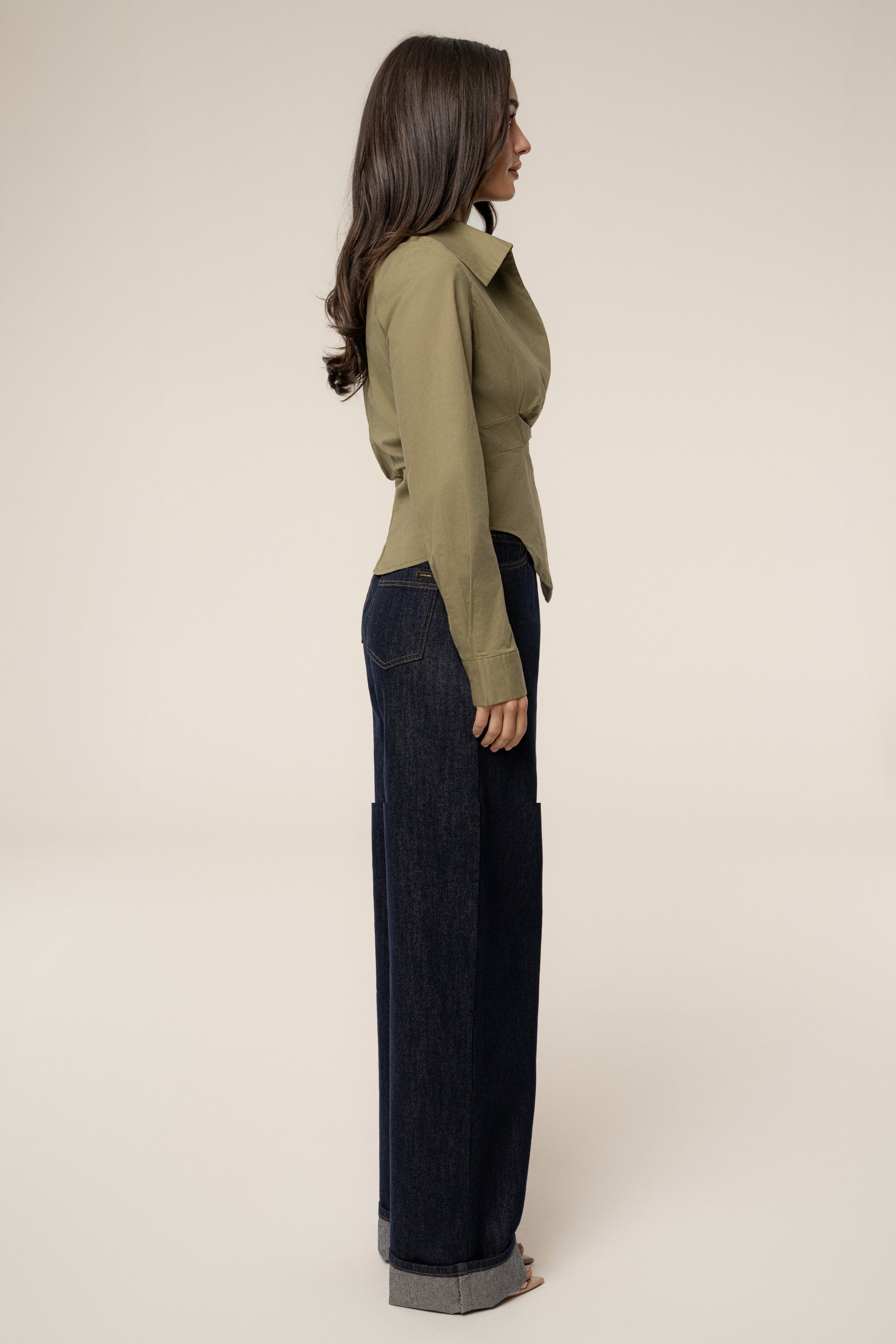 Olive  Sculpt And Form Blouse - JLUXLABEL