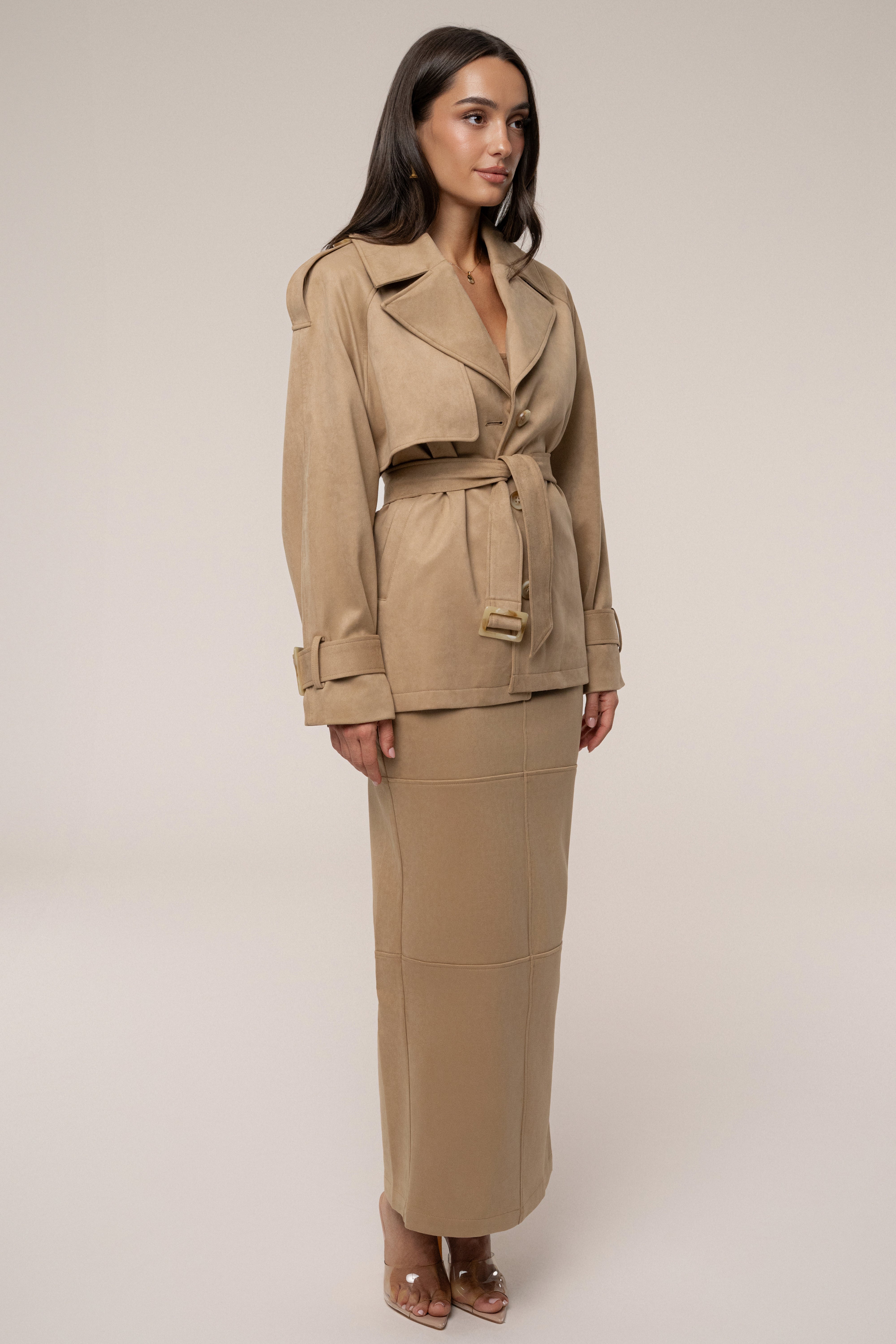 Beige Nightfall Suede Jacket
