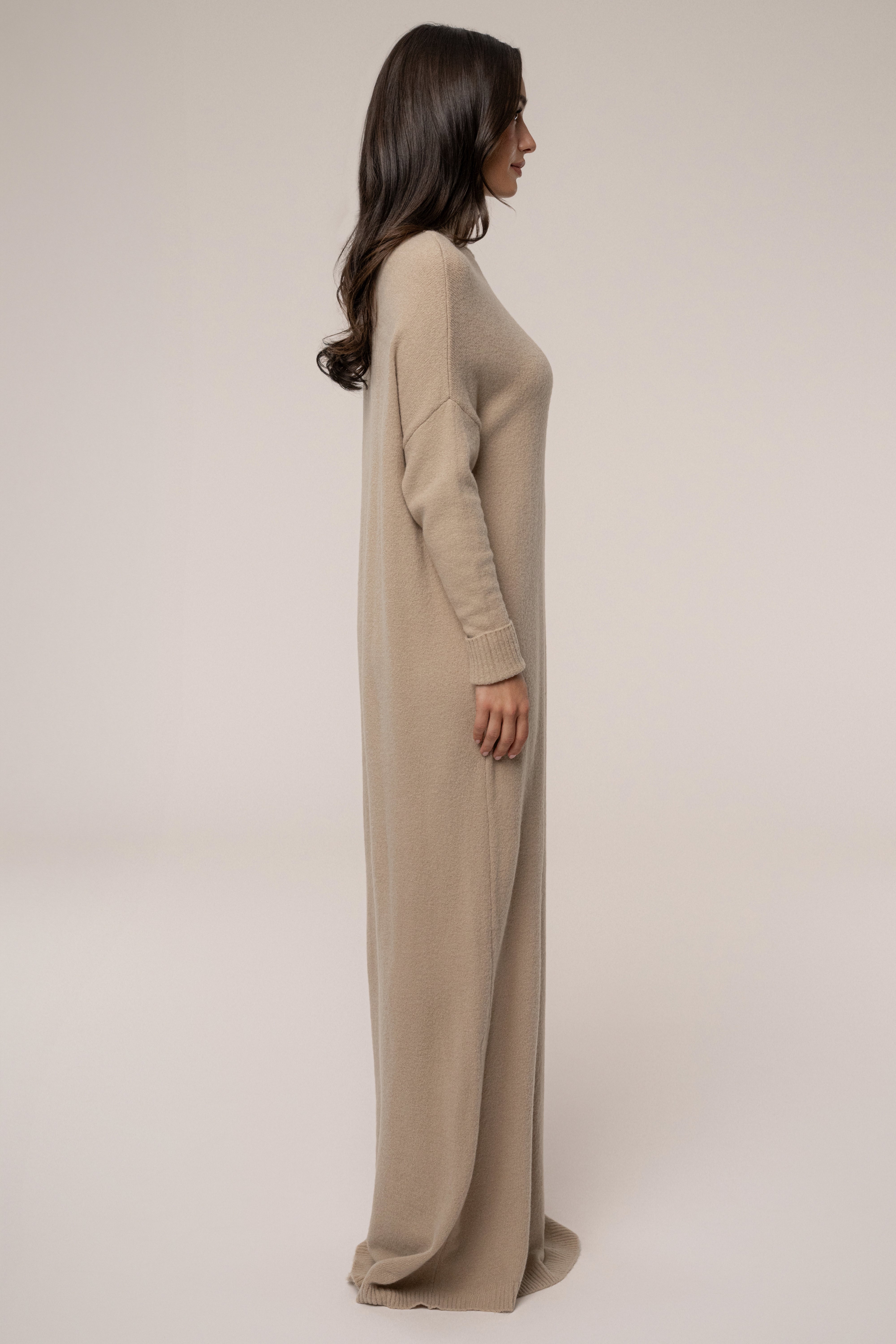 Beige Hartley Knit Maxi Dress - JLUXLABEL
