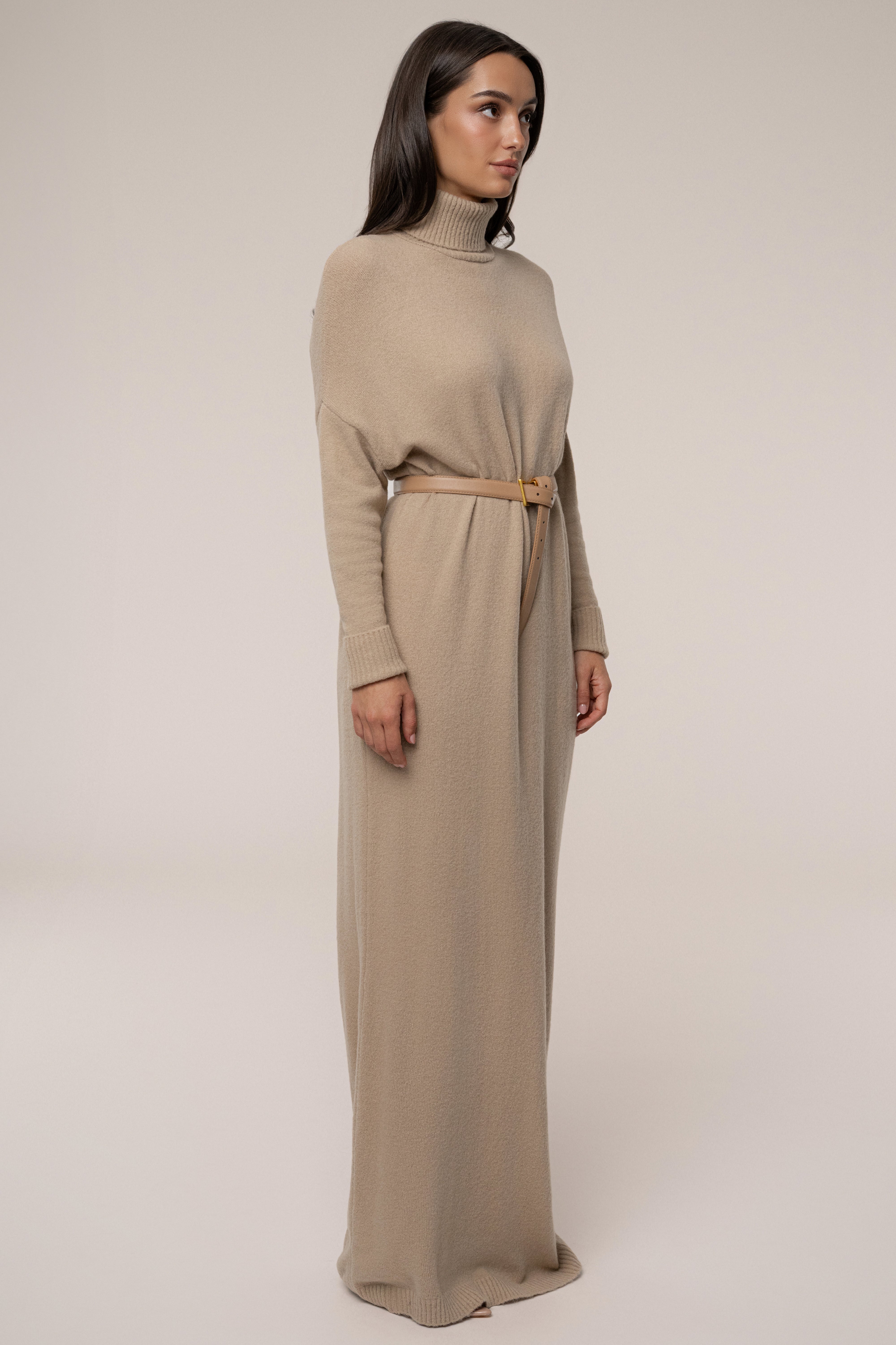 Beige Hartley Knit Maxi Dress - JLUXLABEL