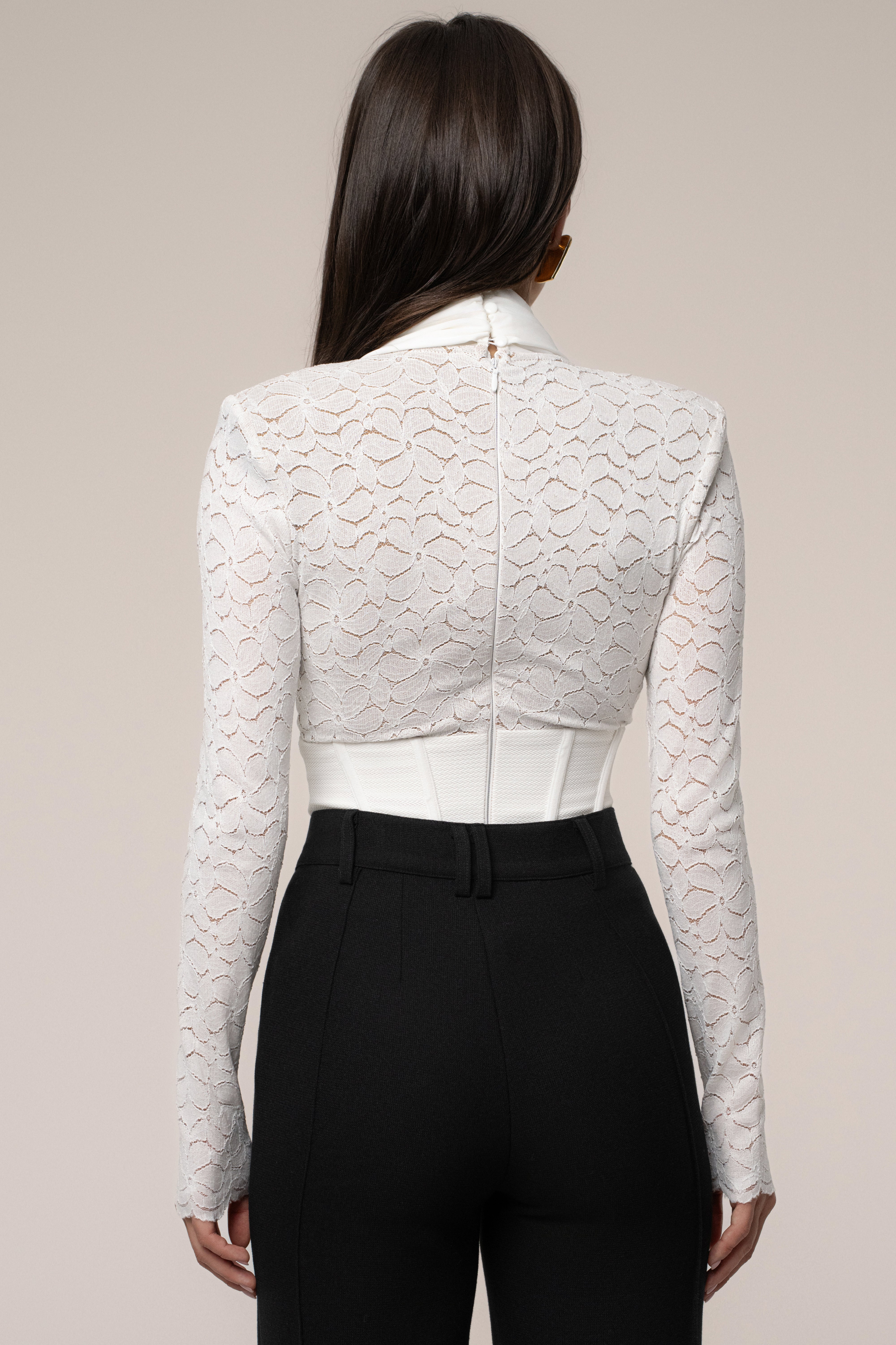 White Lace Corset Bodysuit