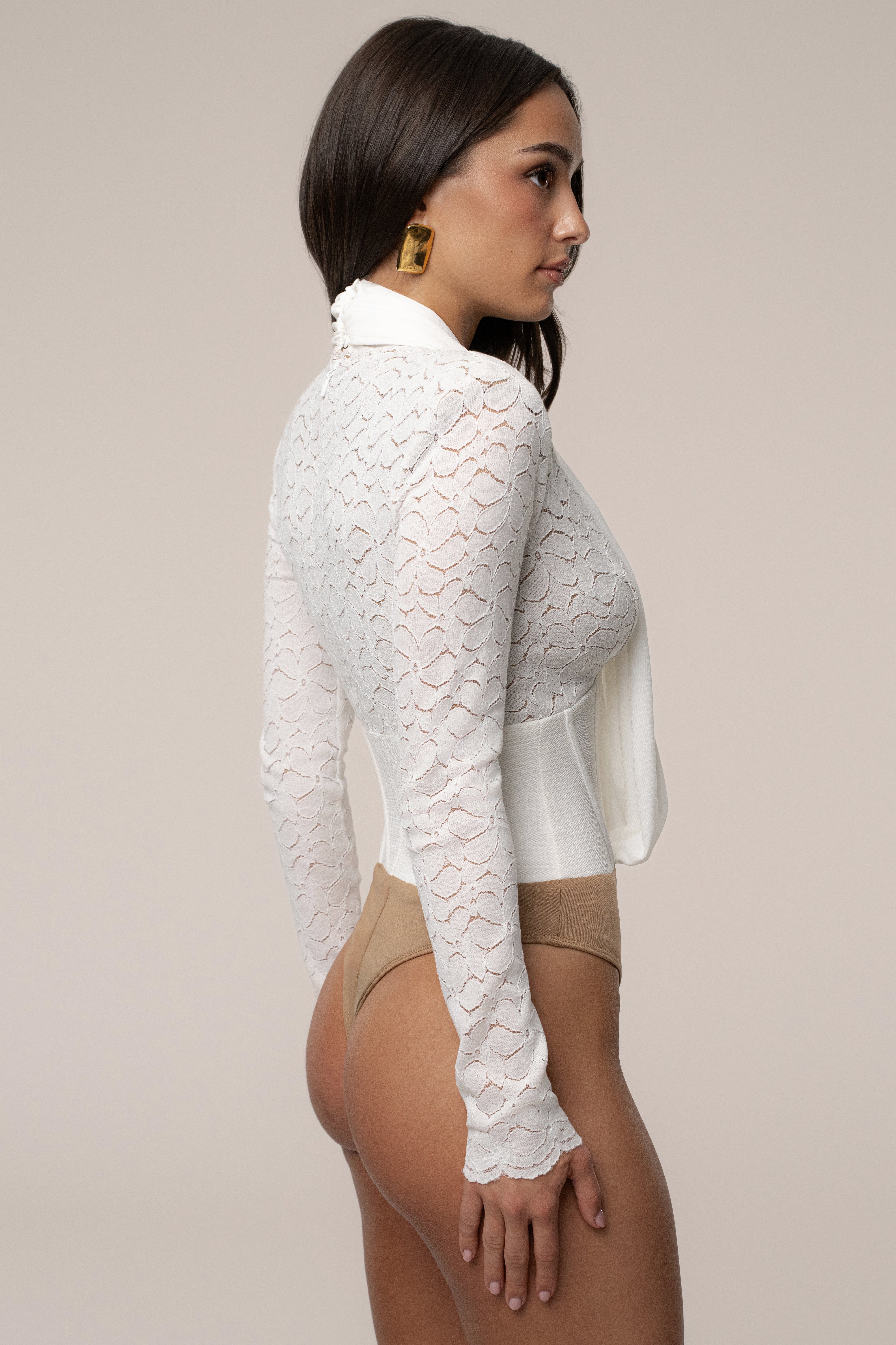 White Lace Corset Bodysuit