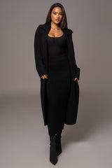 Black On My Own Longline Knit Coat - JLUXLABEL