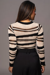 Black Multi Maize Stripe Knit Top - JLUXLABEL