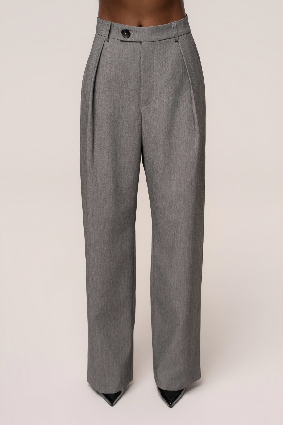 Heather Grey Madison Pleated Trouser