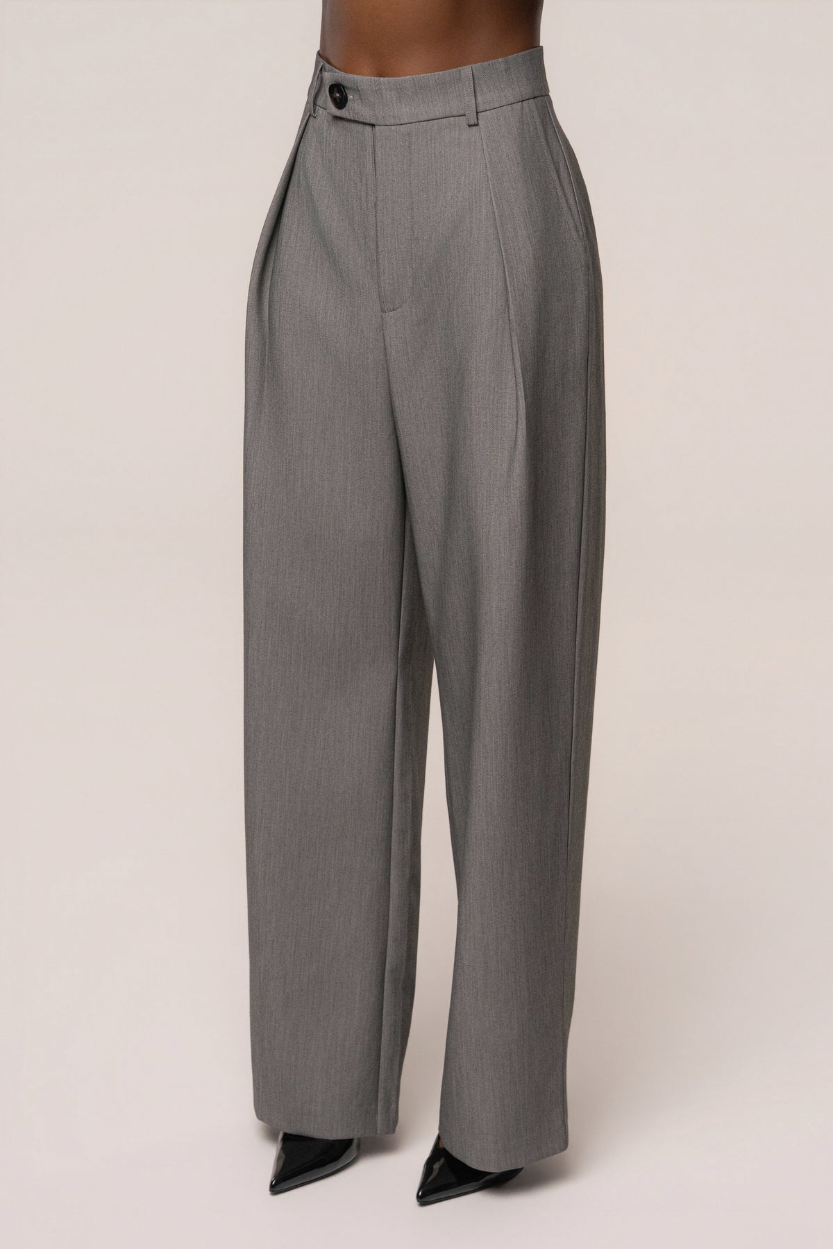 Heather Grey Madison Pleated Trouser