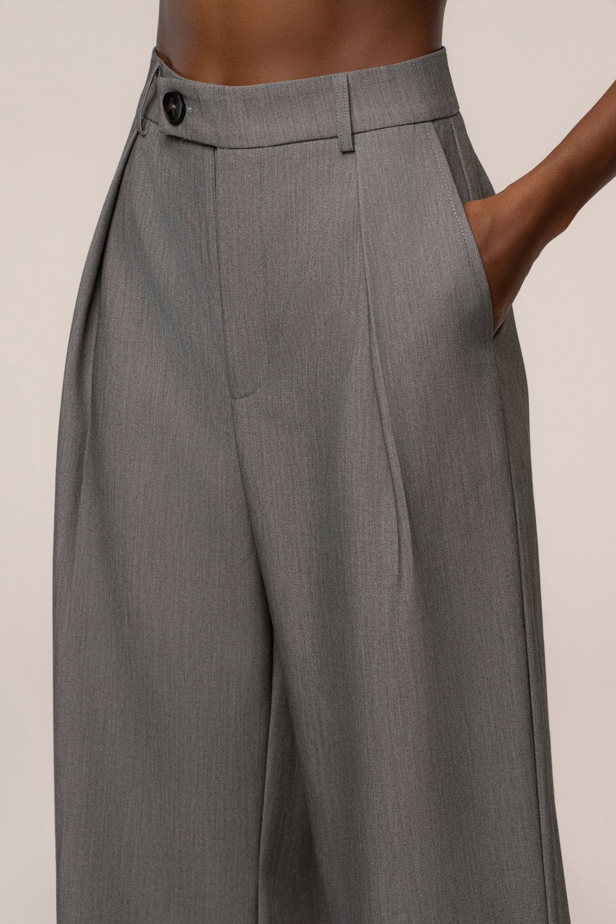 Heather Grey Madison Pleated Trouser