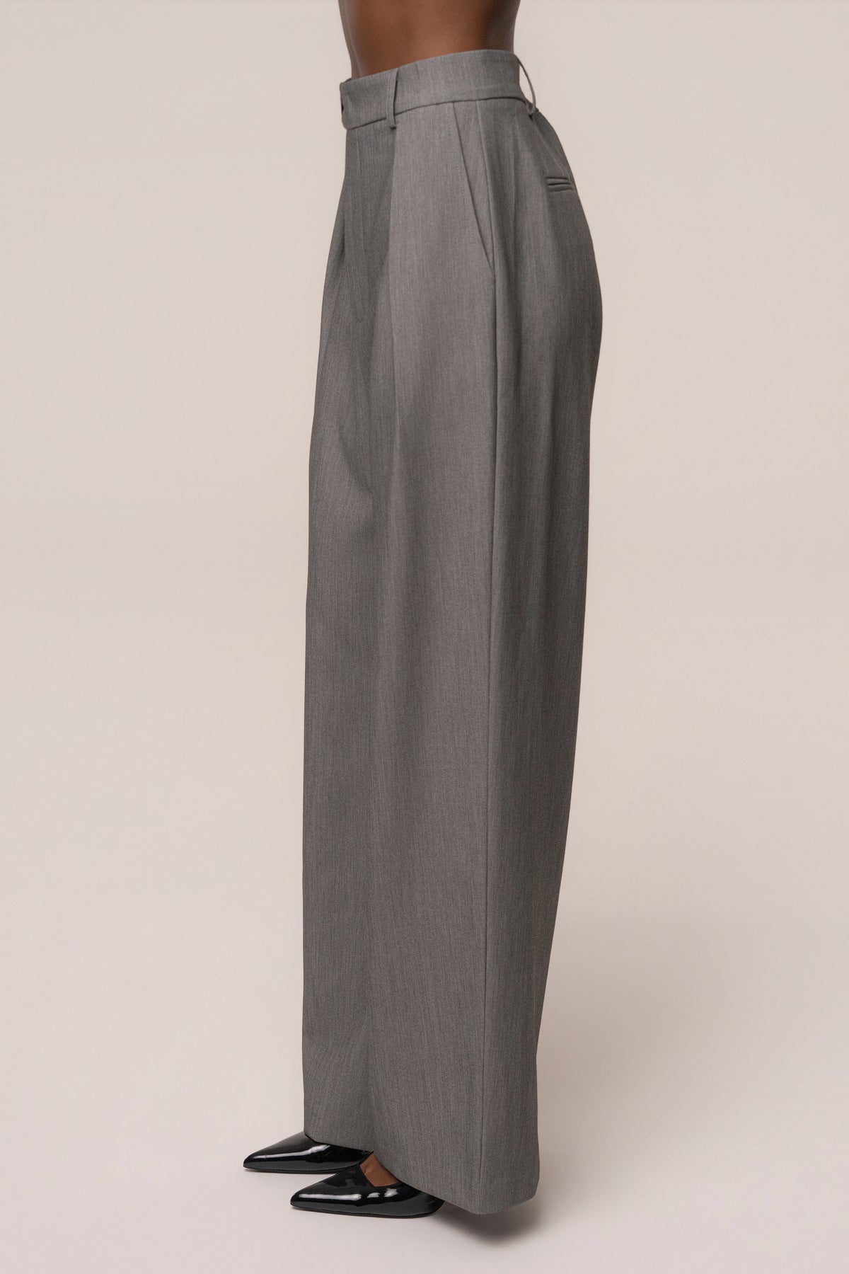 Heather Grey Madison Pleated Trouser