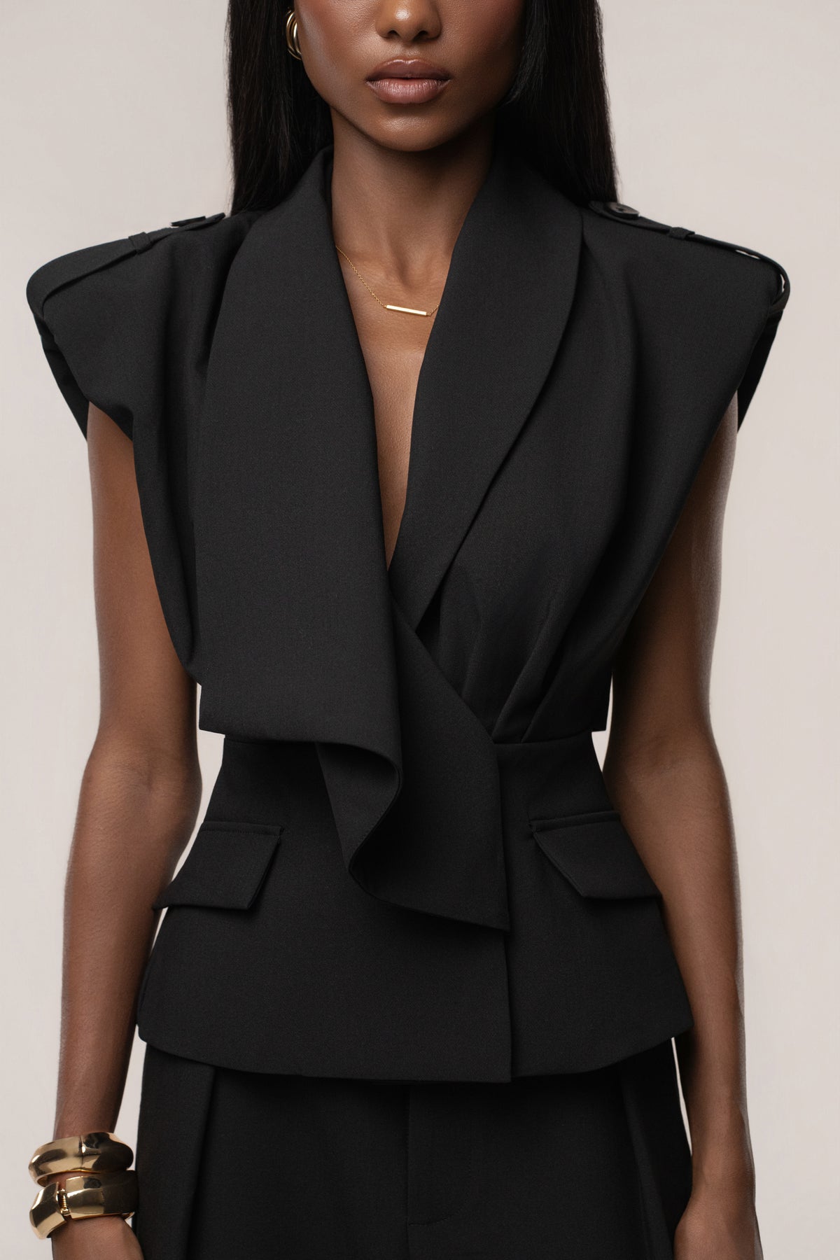Black Boardroom Tailored Top