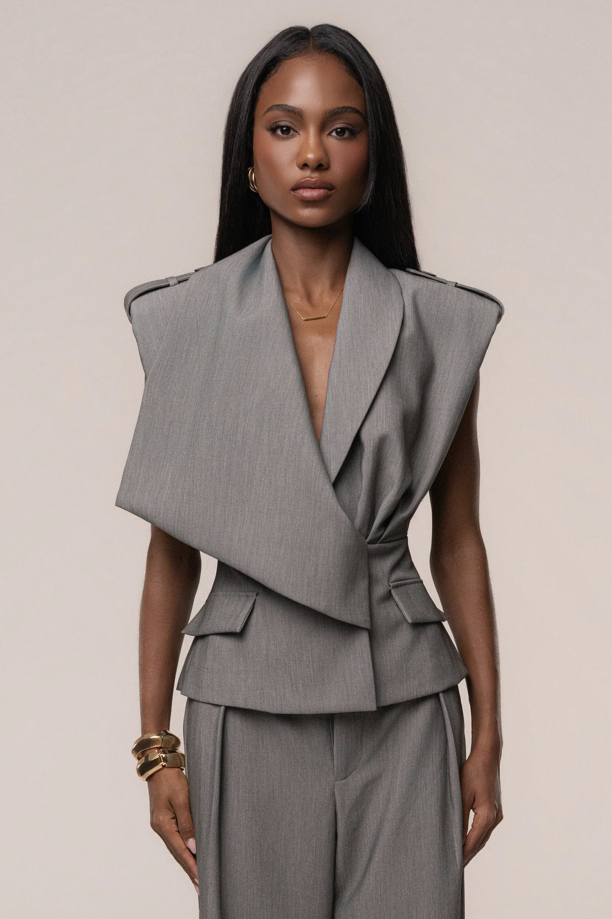 Heather Grey Boardroom Tailored Top