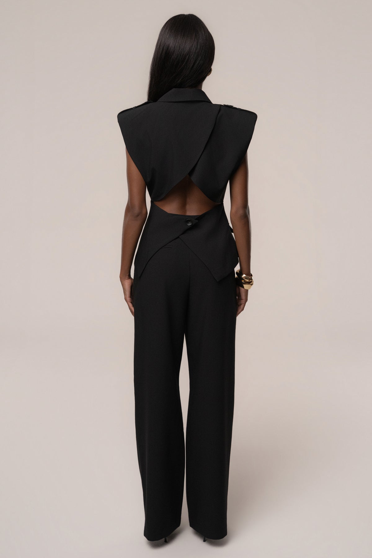 Black Madison Pleated Trouser