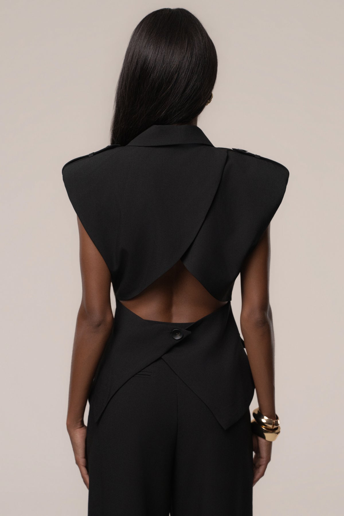 Black Boardroom Tailored Top