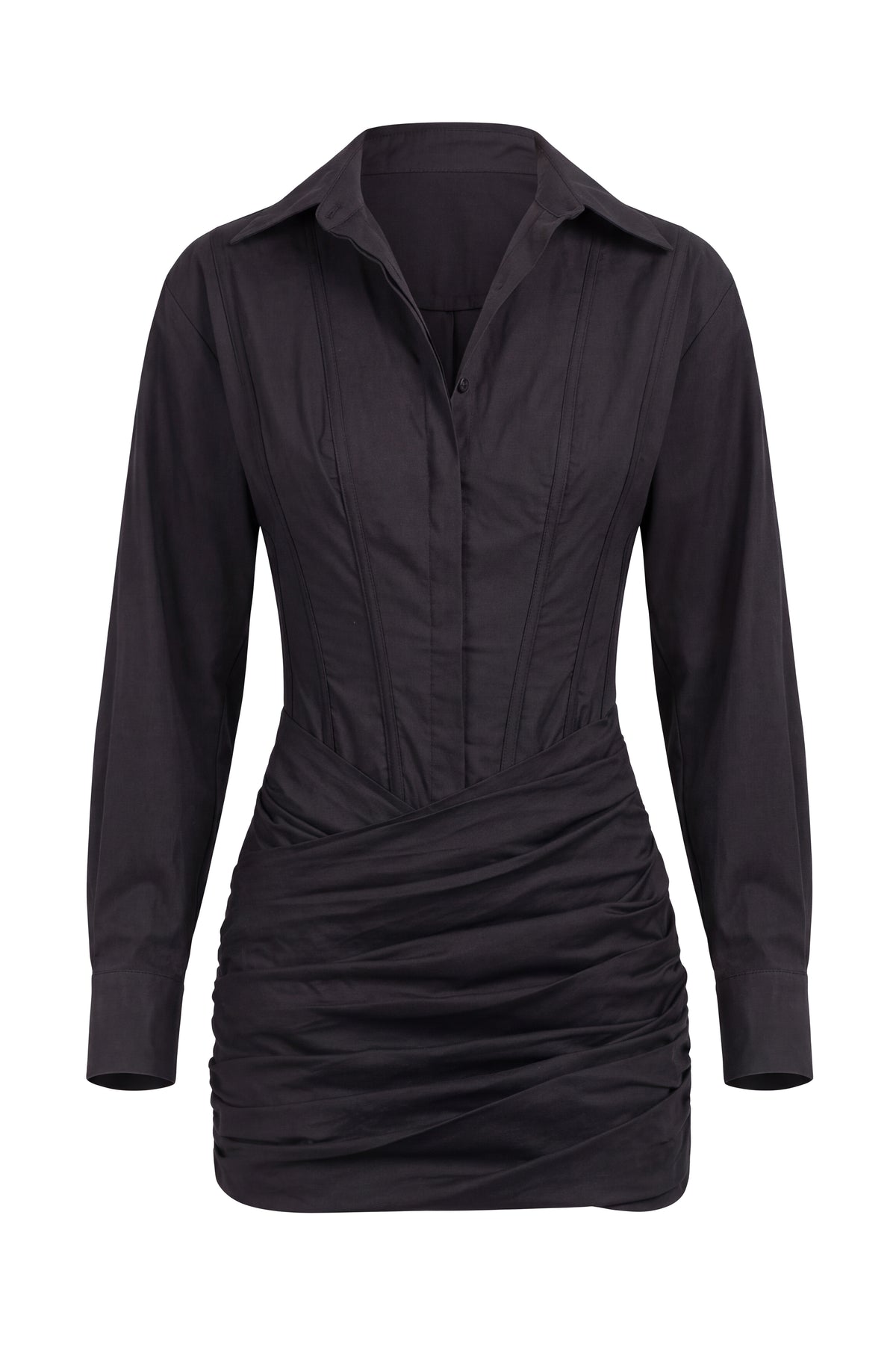 Black City Girl Shirt Dress