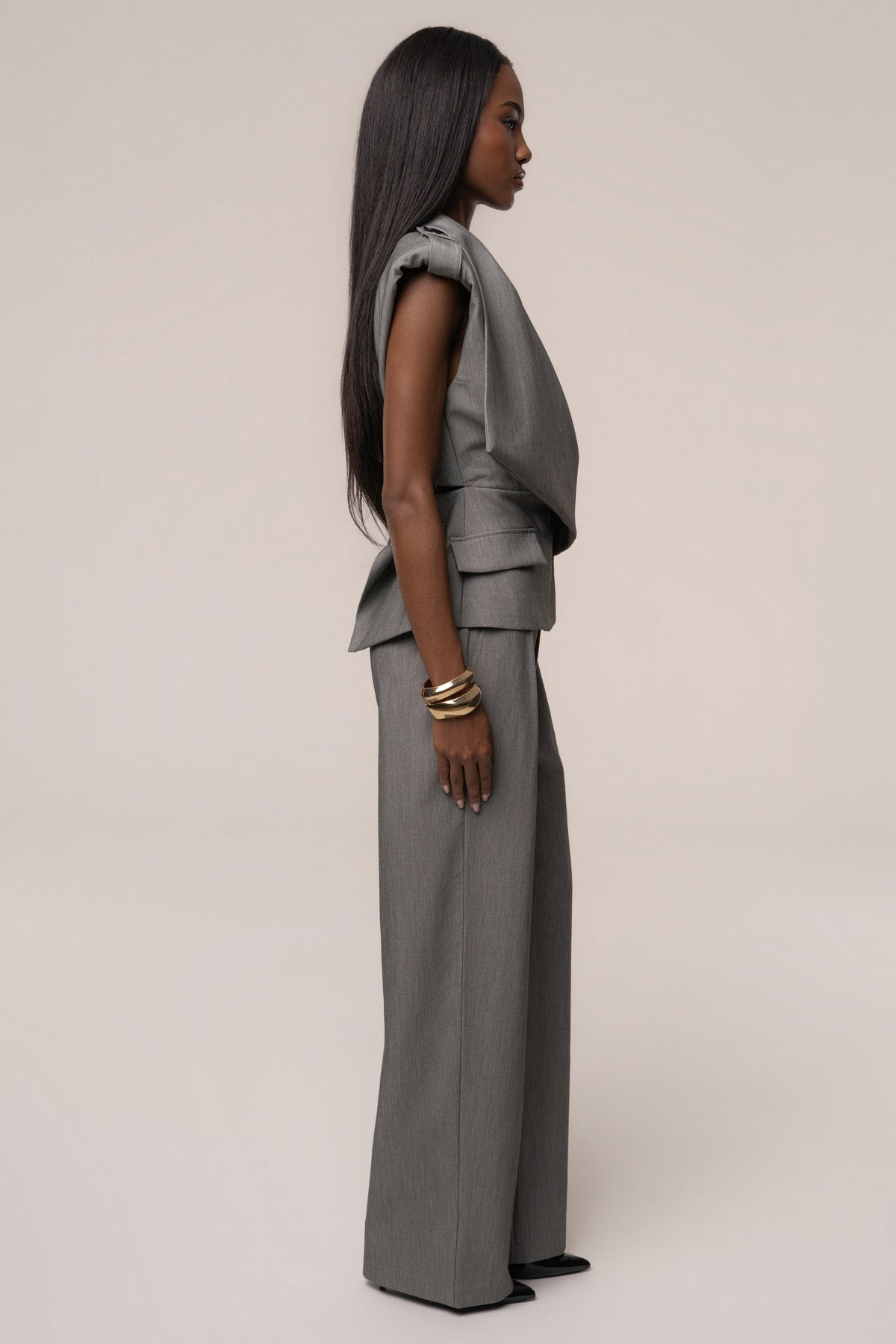 Heather Grey Madison Pleated Trouser