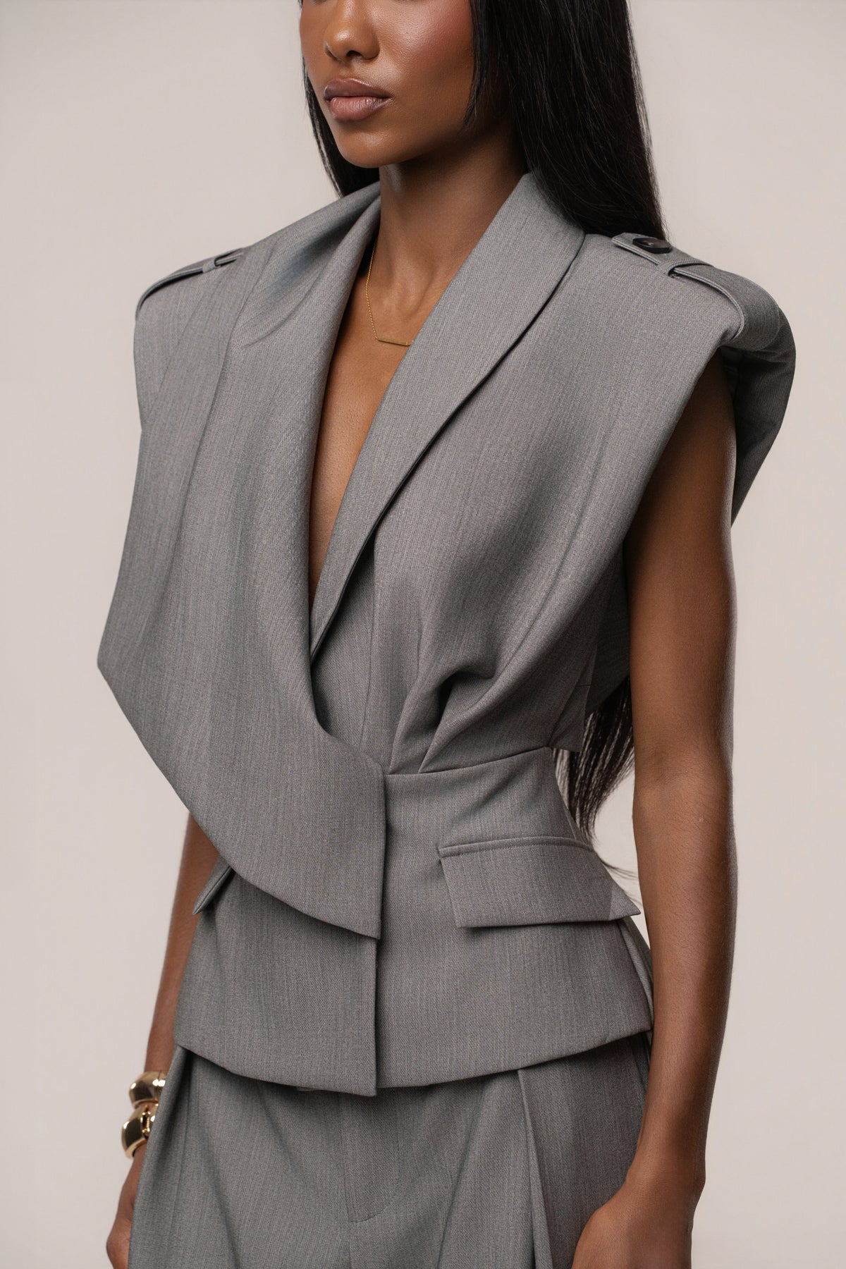 Heather Grey Boardroom Tailored Top