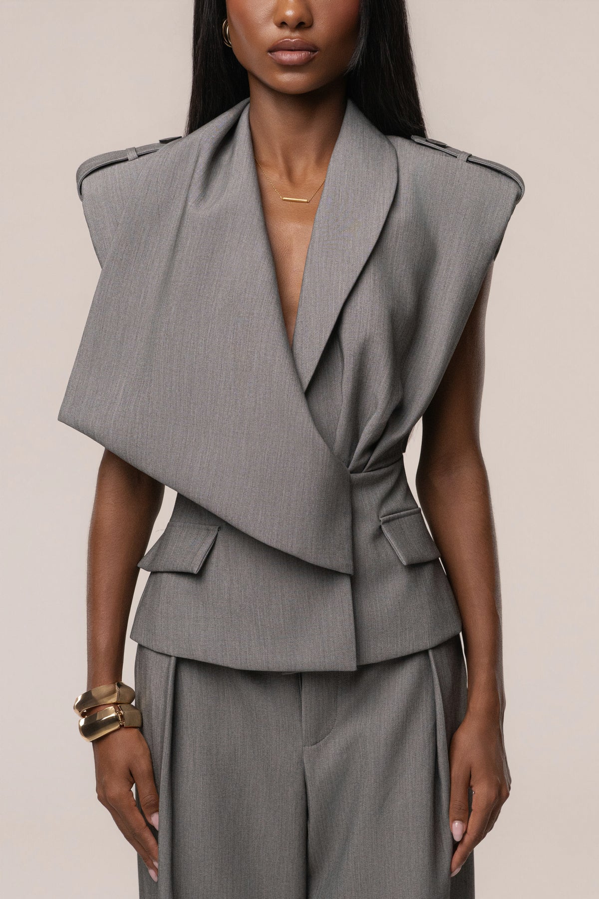 Heather Grey Boardroom Tailored Top