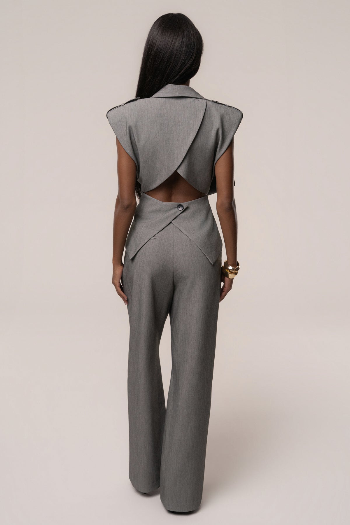 Heather Grey Madison Pleated Trouser
