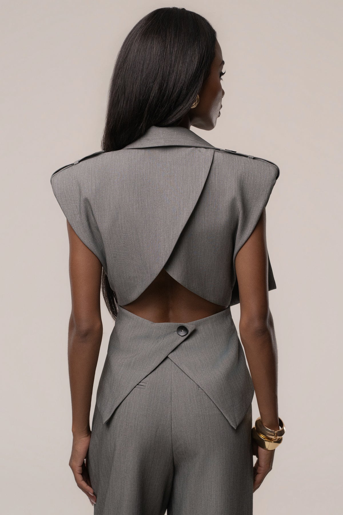 Heather Grey Boardroom Tailored Top
