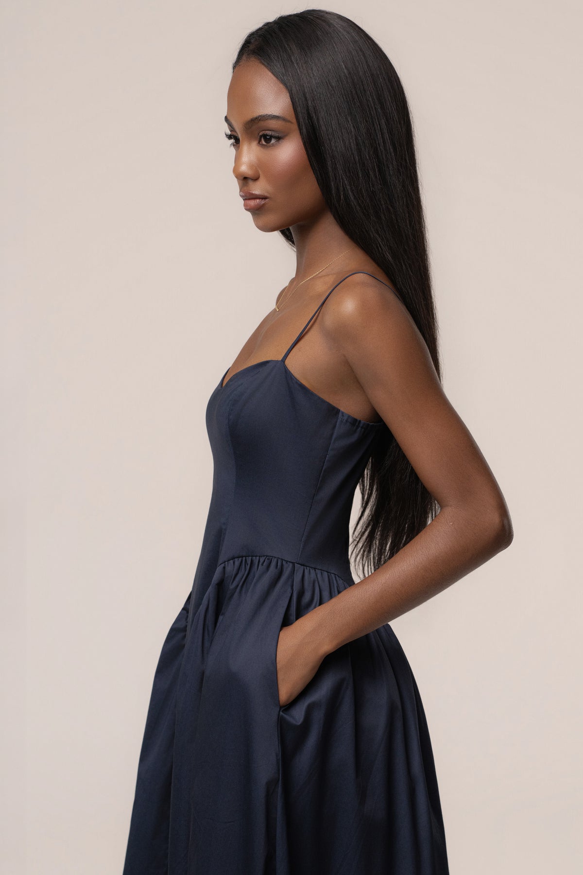 Robe maxi Sculpted Grace bleu marine